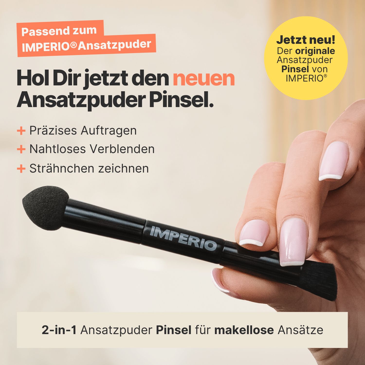 IMPERIO® Ansatzpuder - kaschiert herauswachsende Ansätze & kahle Stellen im Haar