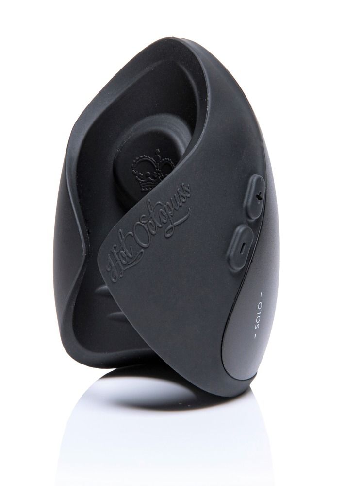 Schwarzes, ovales Gerät. Zwei Knöpfe. Marke Hot Octopuss.