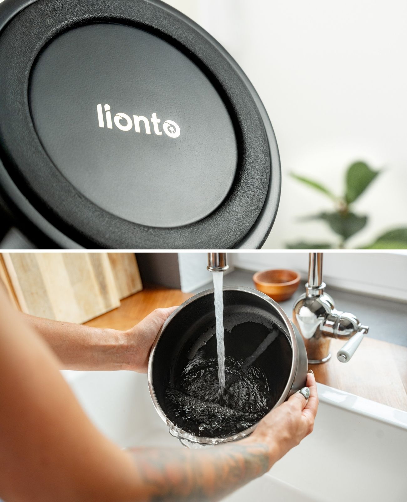 lionto Napf aus Edelstahl, 1200ml, rutschfest & rostfrei, schwarz