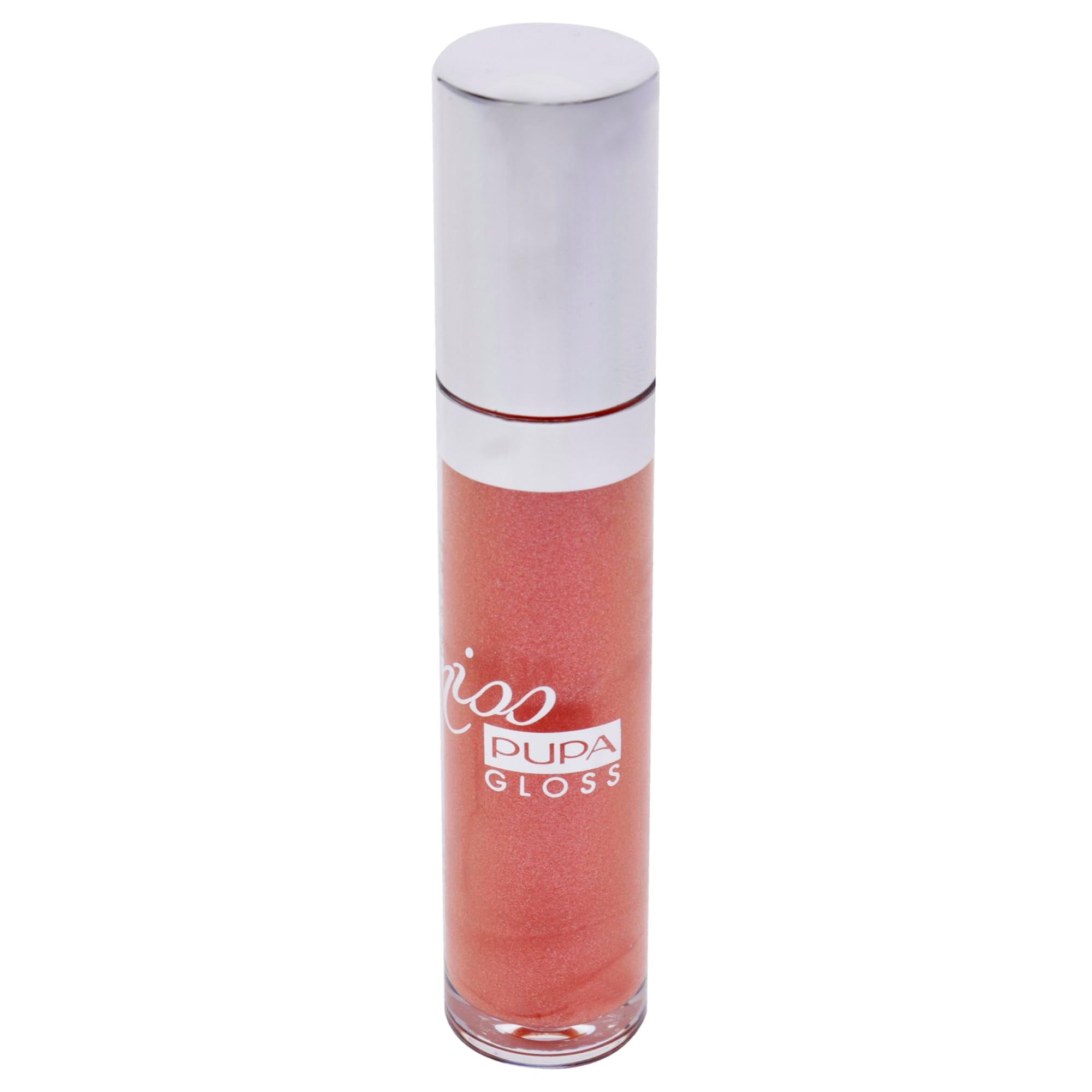 Pupa Milano Miss Pupa Gloss Lippenstift mit silbernem Deckel und rosa Glanz.