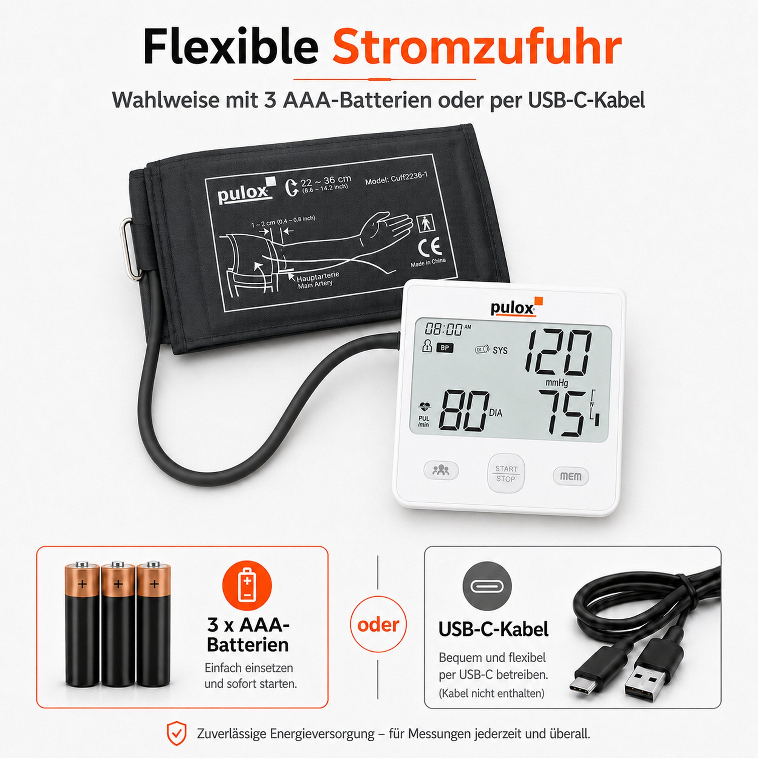 Pulox - BP-200 - Oberarm-Blutdruckmessgerät inkl. AFib-Erkennung