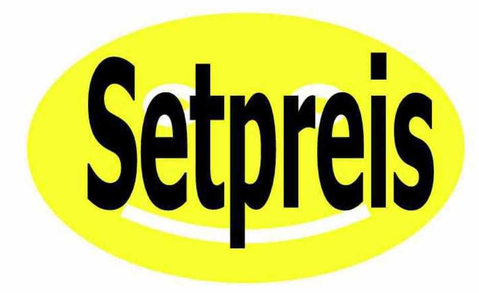 Gelbes Oval mit schwarzem Text: Setpreis.