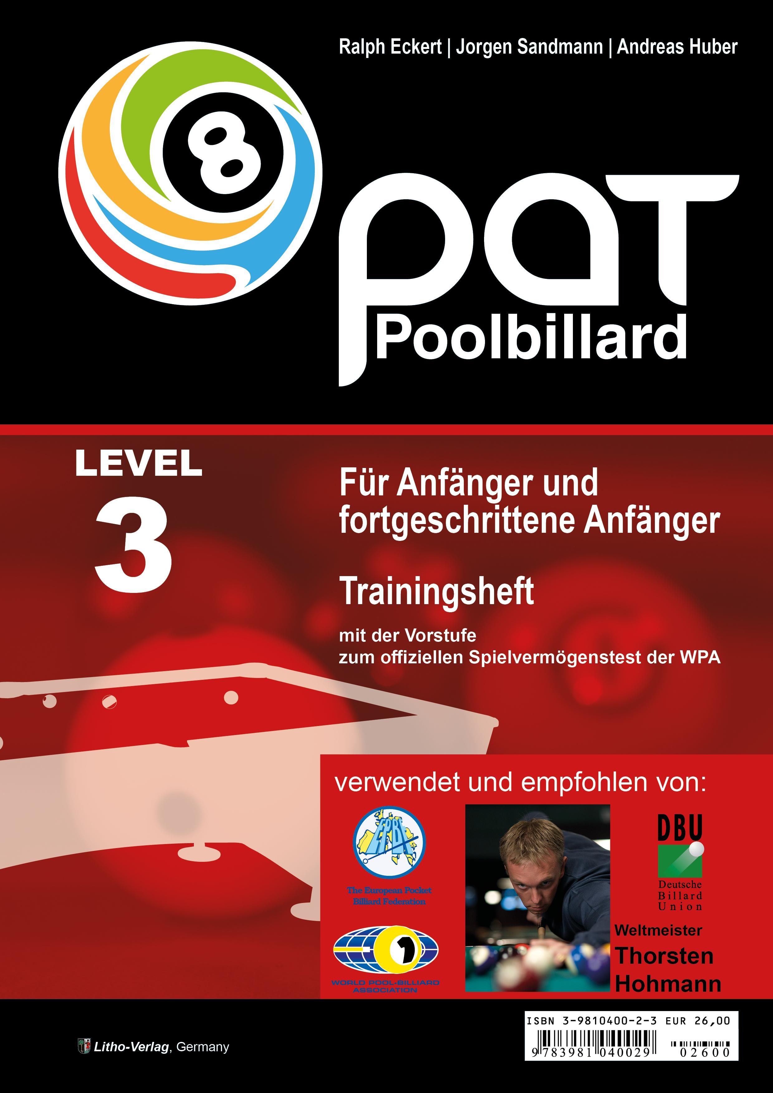 PAT Pool Billard Trainingsheft Level 3 Für Regionalliga bis etwa Bundesliga
