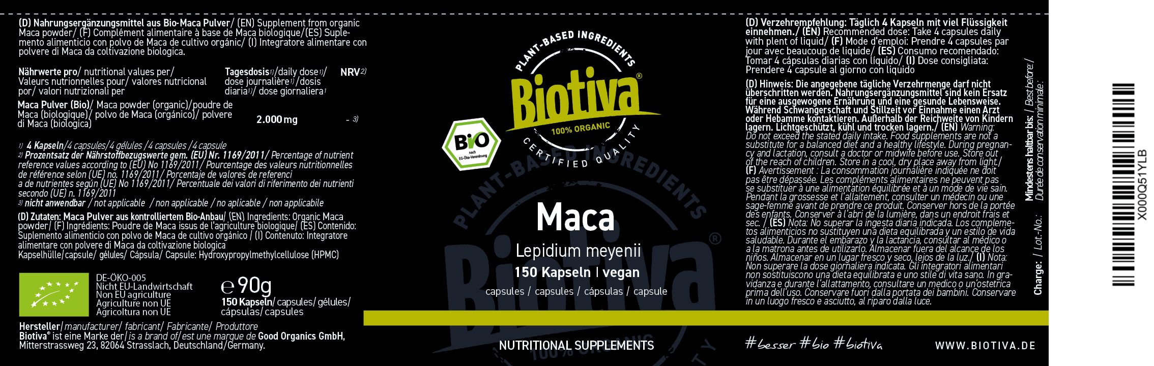 Biotiva Maca Kapseln Bio 90 g