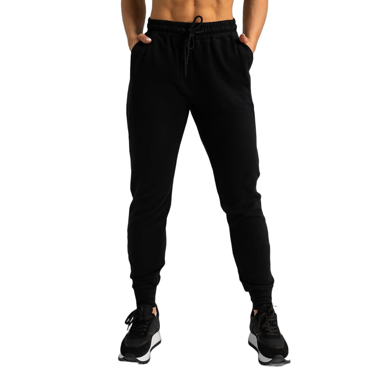GymBeam Jogginghose Damen Slim mit Kordelzug und Reißverschlusstaschen Black 1 St