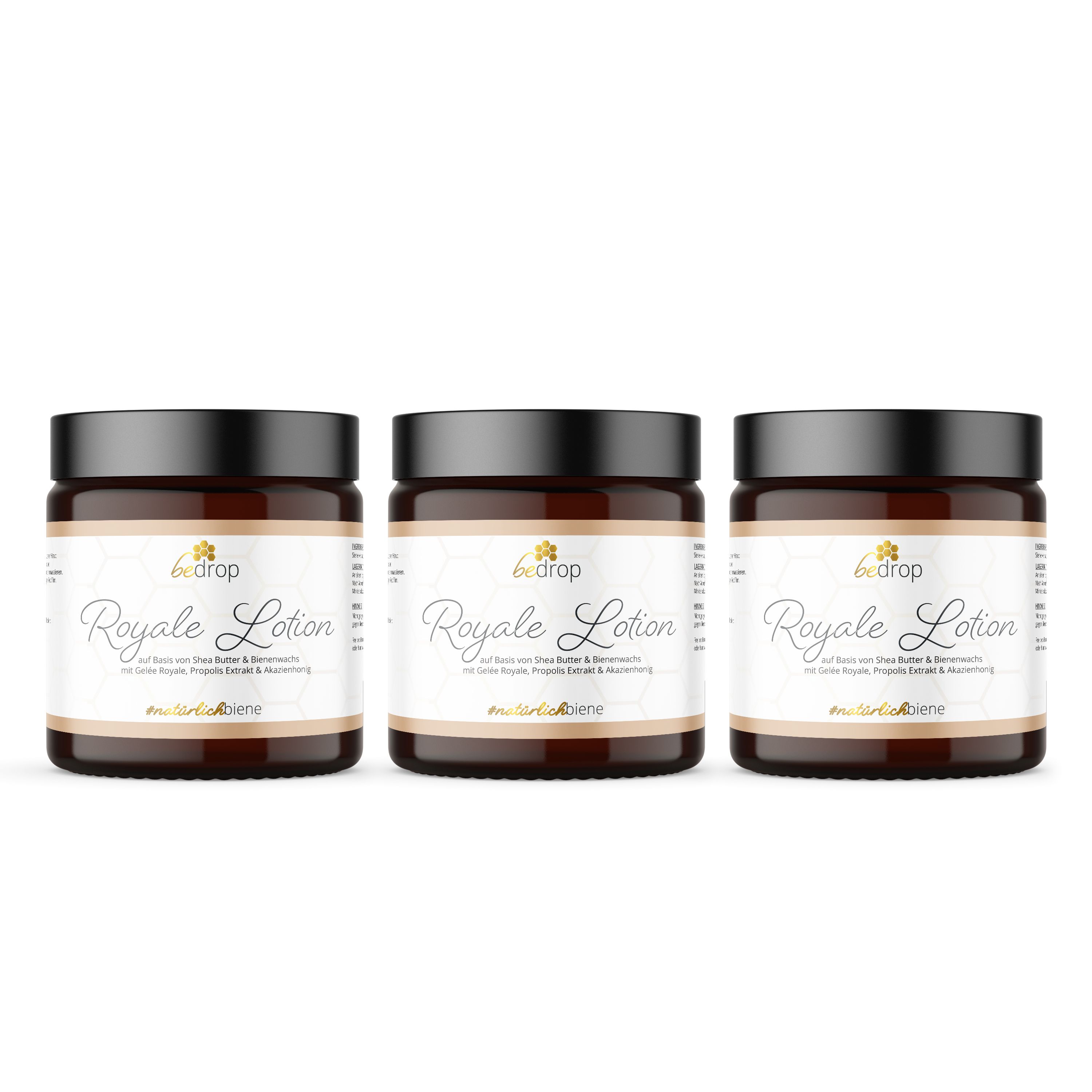 bedrop Vorteilsset: Royale Lotion Bodylotion mit Gelée Royale, Sheabutter & Akazienhonig 3er Set