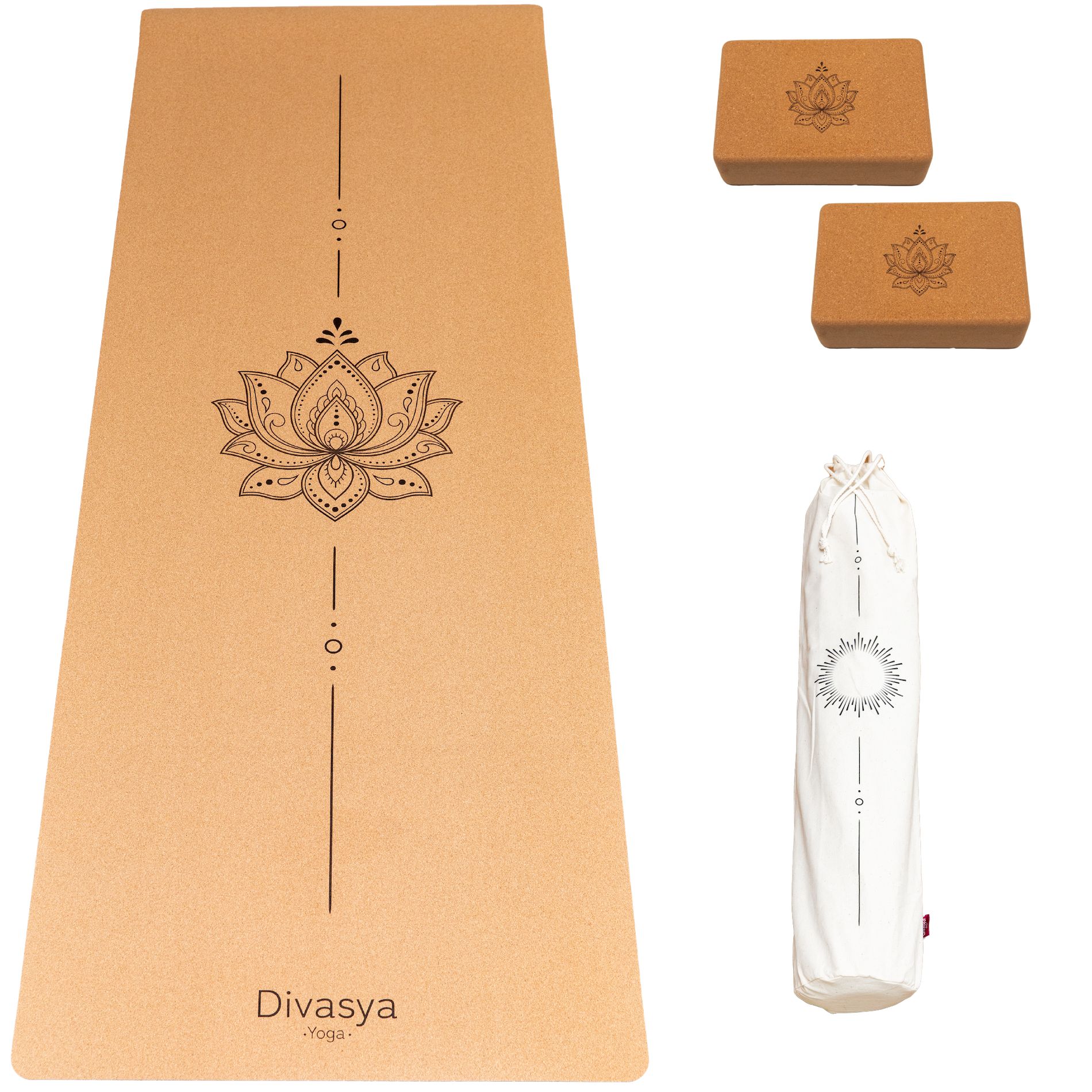 DIVASYA Kork Yogamatte Starter Set