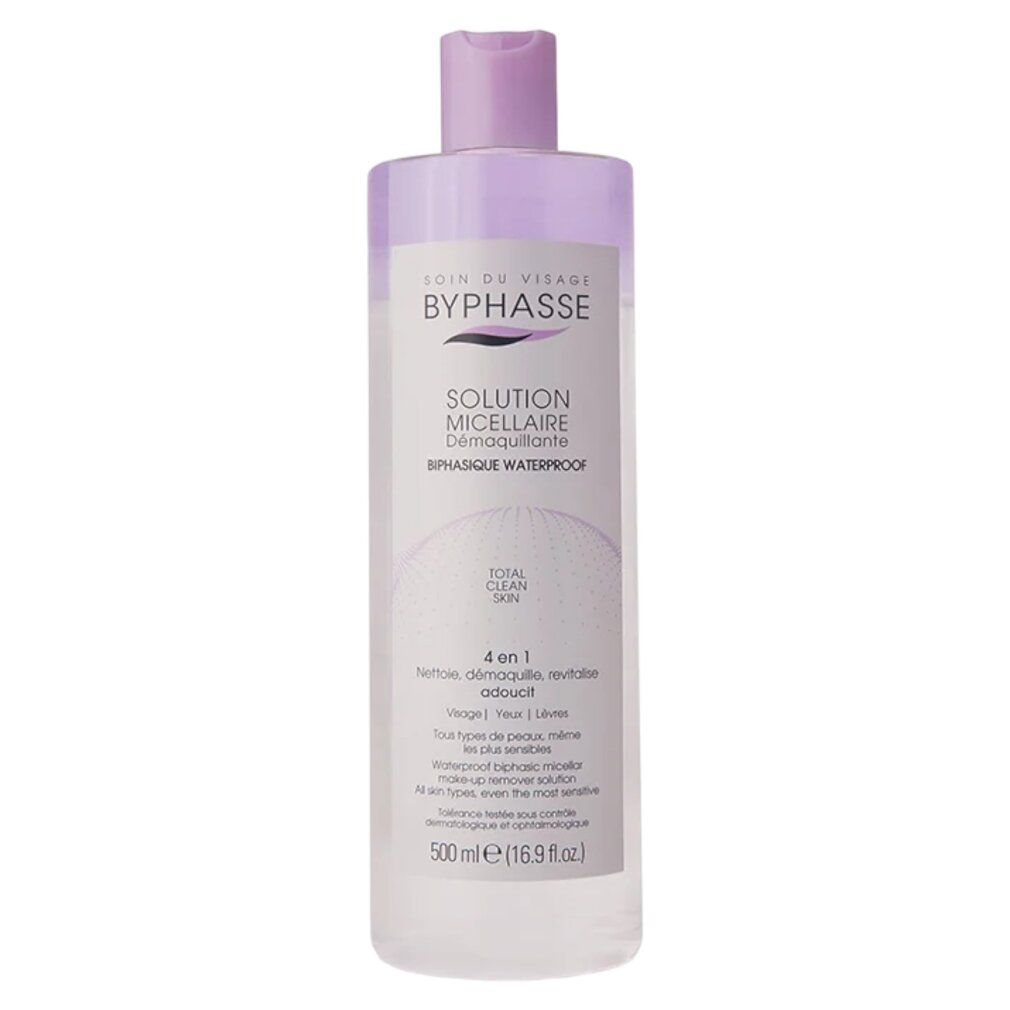 Byphasse Mizellenwasser, 500 ml Flasche. Für wasserfestes Make-up.