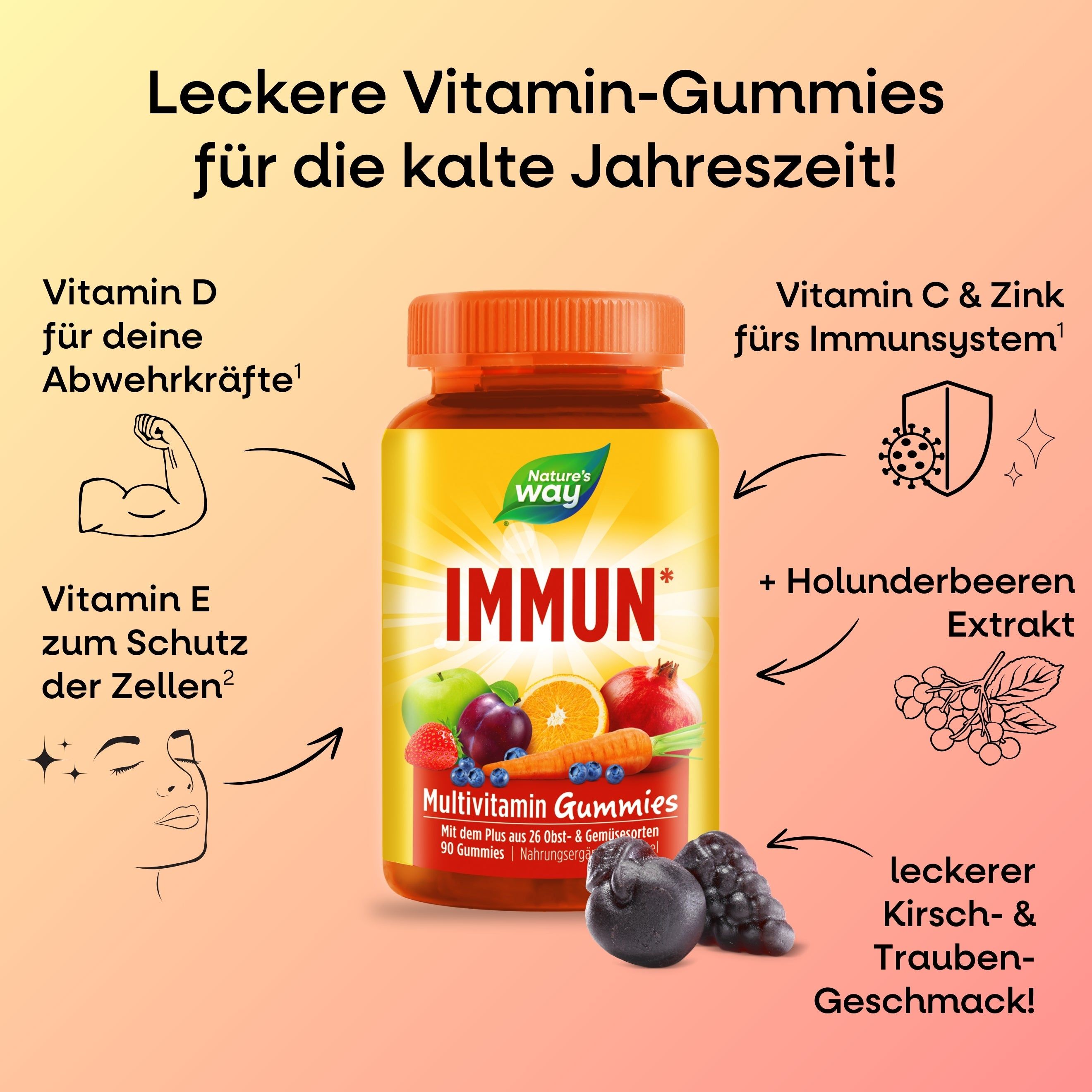 Nature's Way Immun Multivitamin Gummies 3x90 St Fruchtgummi