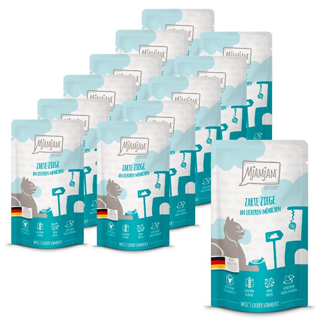 MjAMjAM - Quetschie zarte Ziege an leckeren Möhrchen 12x125 g Futter