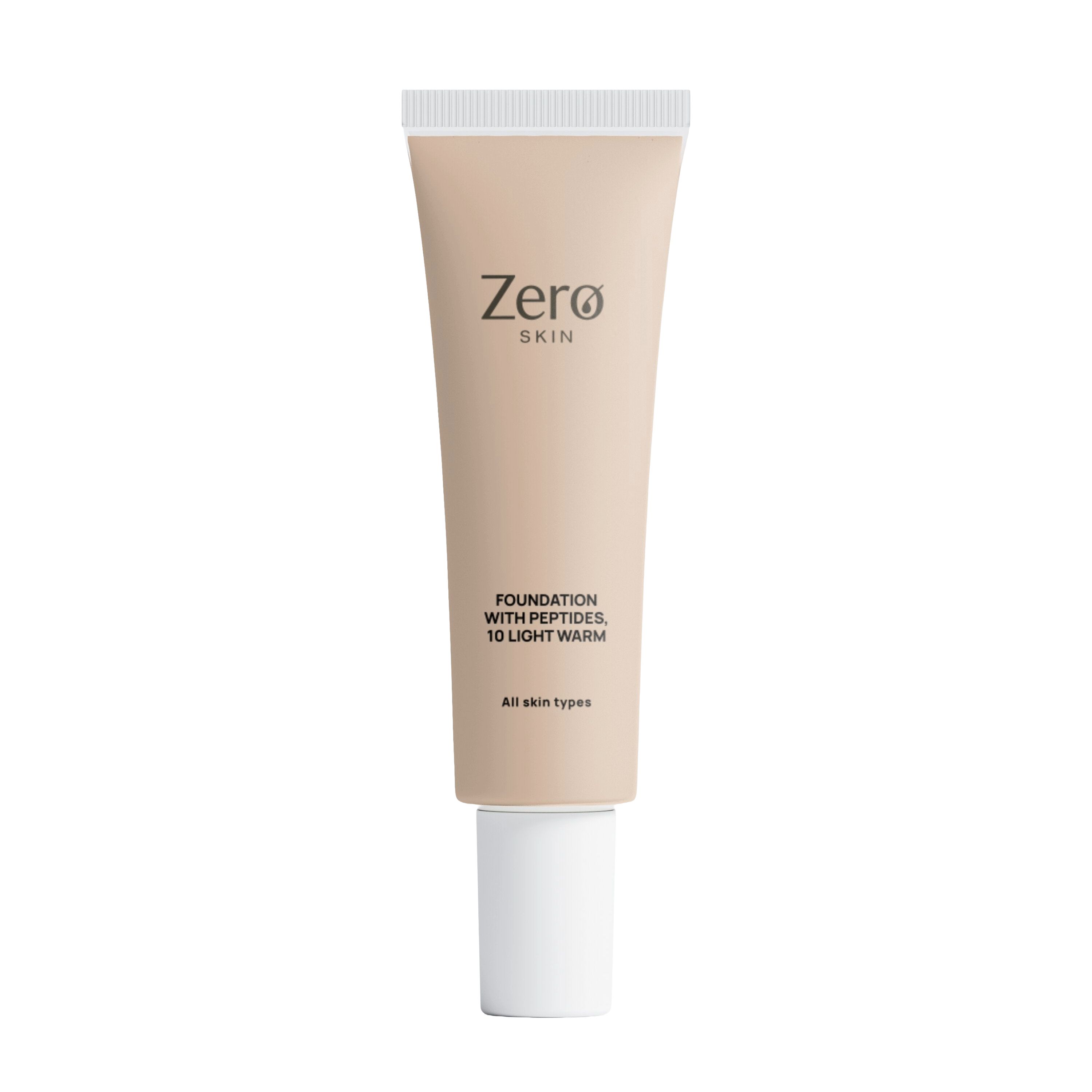 Zero Skin Foundation mit Peptiden, 10 Light Warm - hautpflegende Formel Hyaluronsäure 30 ml Make up