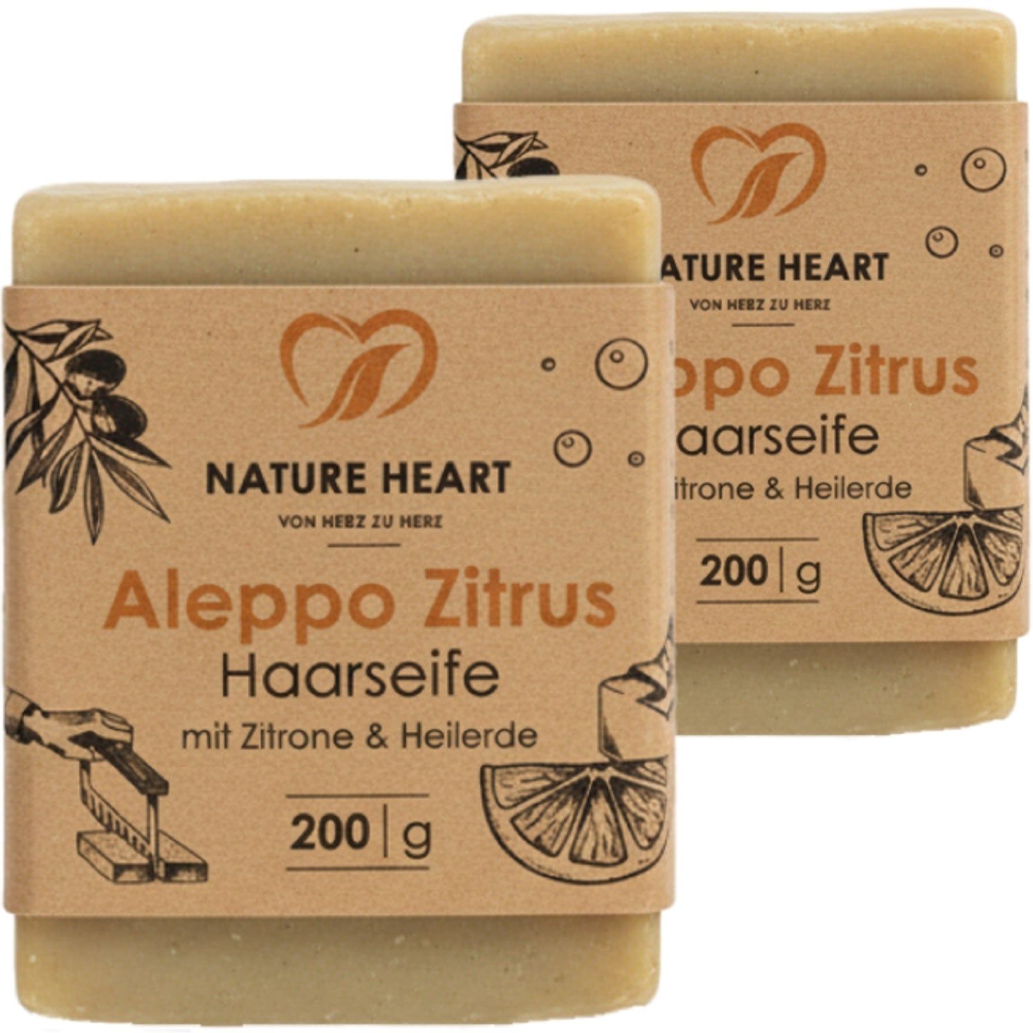 Nature Heart Aleppo Seife - Zitrus Haarseife 2x200 g Kapseln