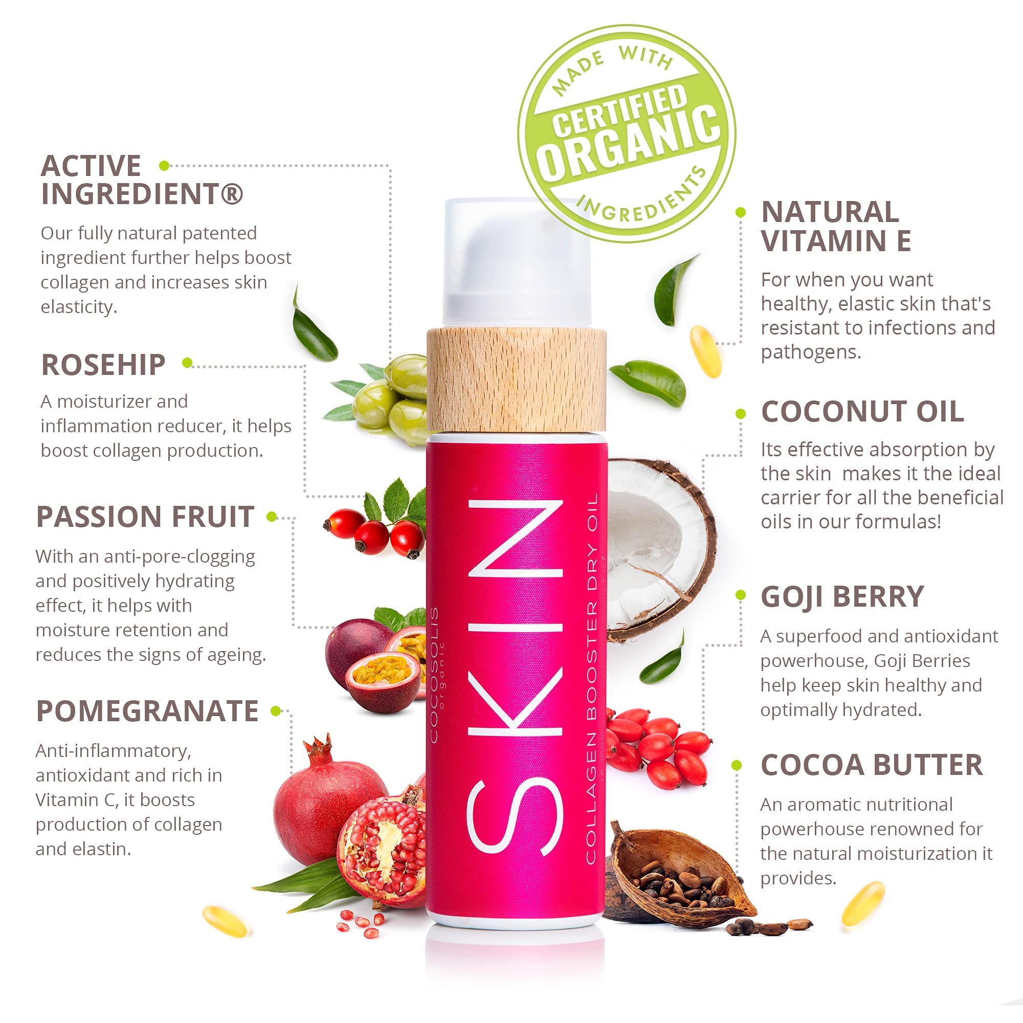 COCOSOLIS SKIN Collagen Booster Trockenöl gegen Hautalterung für Gesicht und Körper