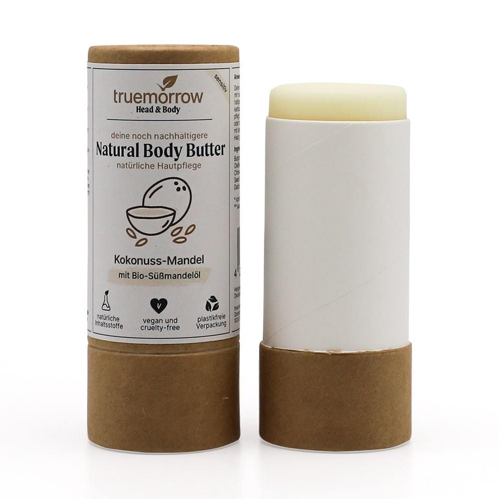 truemorrow Natural Body Butter - Natürliche Hautpflege in Papierhülse Kokosnuss-Mandel