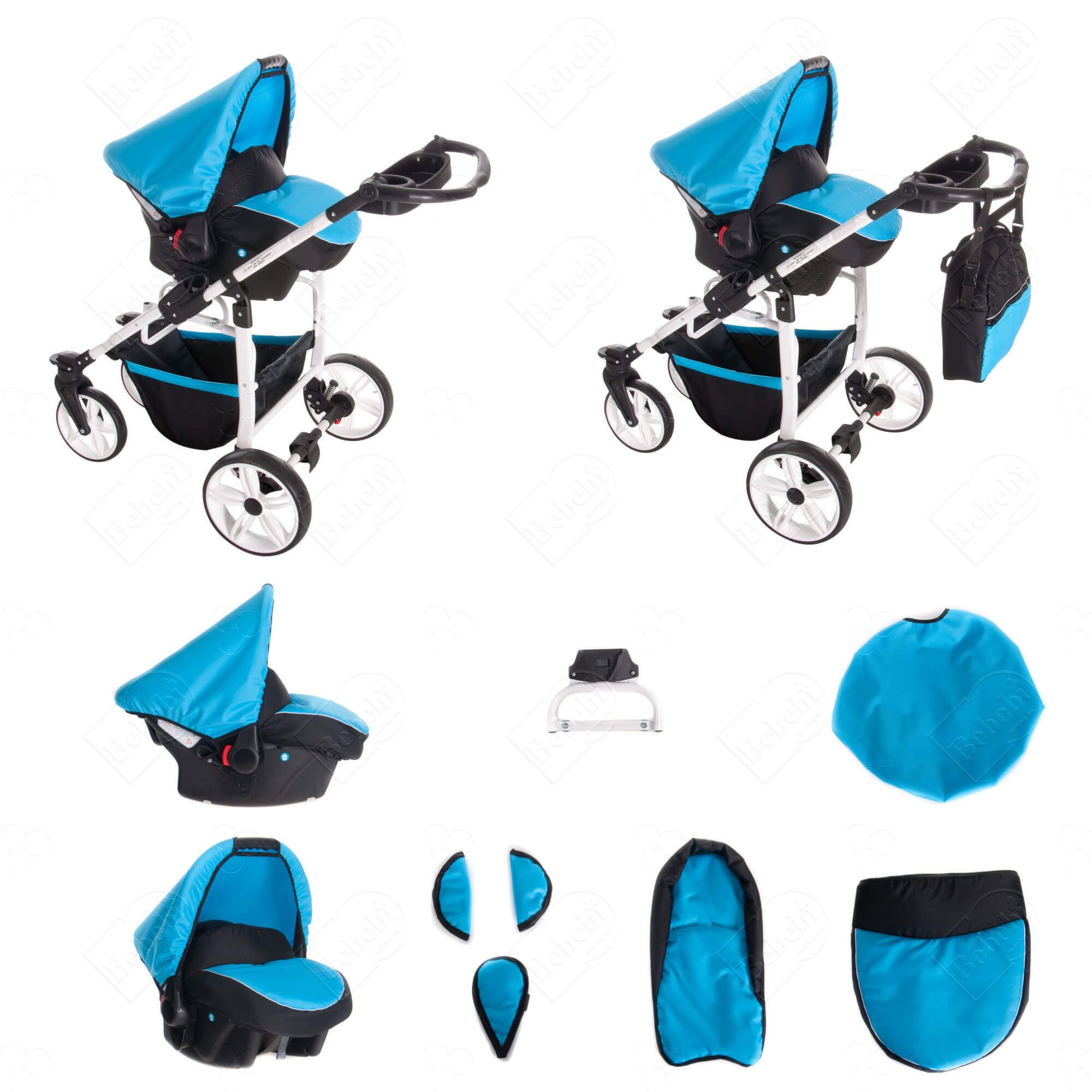 Bebebi Zürich 3 in 1 Kinderwagen Set Luftreifen, Zürichsee