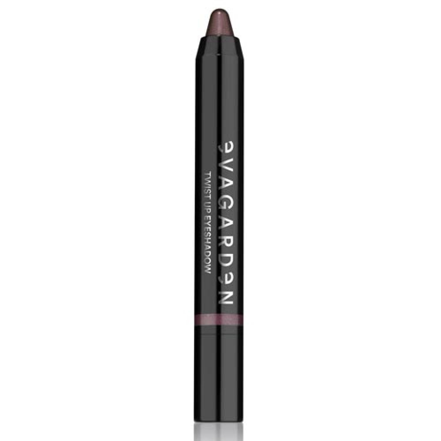 Eva Garden Eyeshadow Twist Up, braun. Schwarzer Stift mit Produktnamen. Aufschrift: Twist Up Eyeshadow. Farbton am unteren Ende sichtbar.