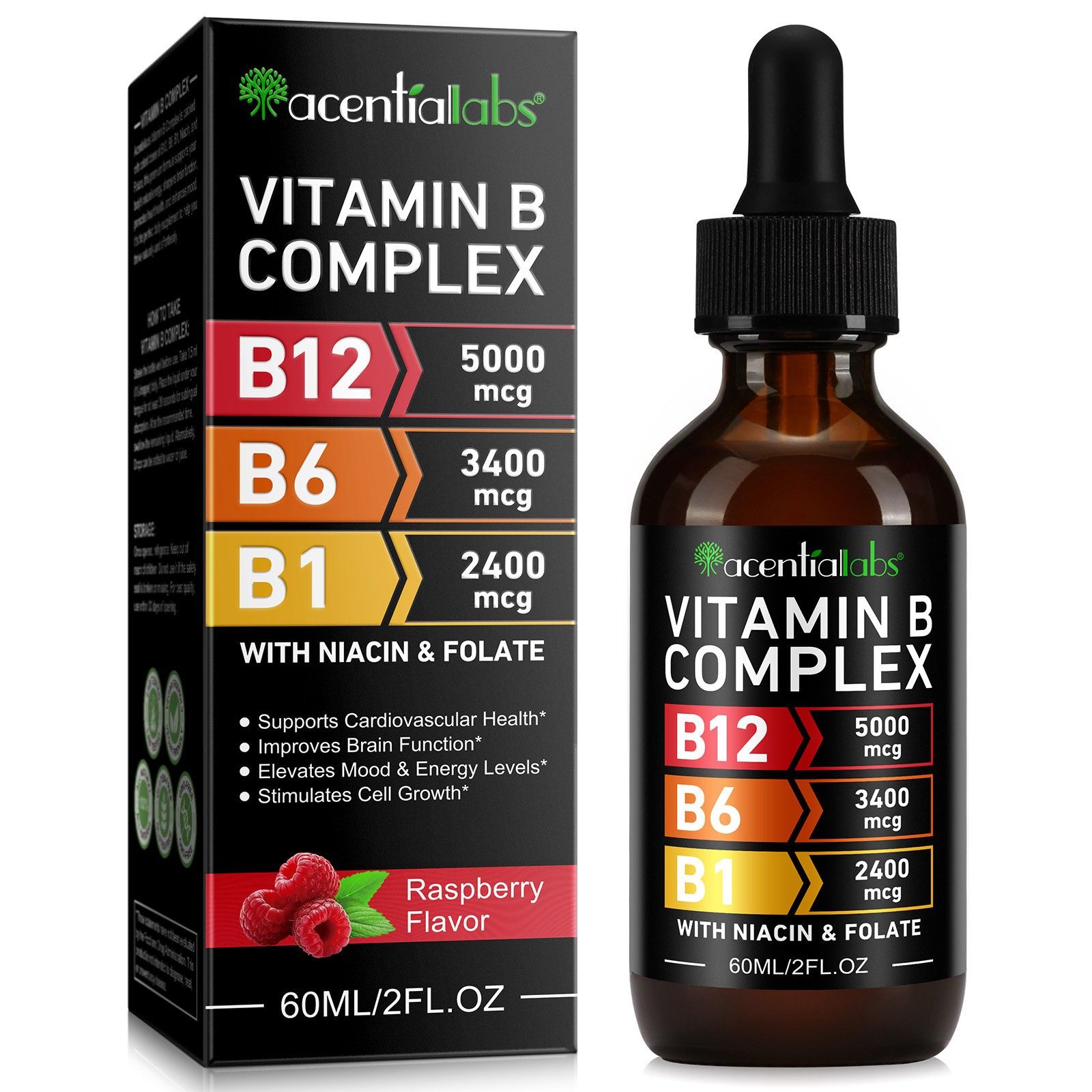 acentialabs Premium Vitamin B-Komplex Tropfen 60 ml zum Einnehmen