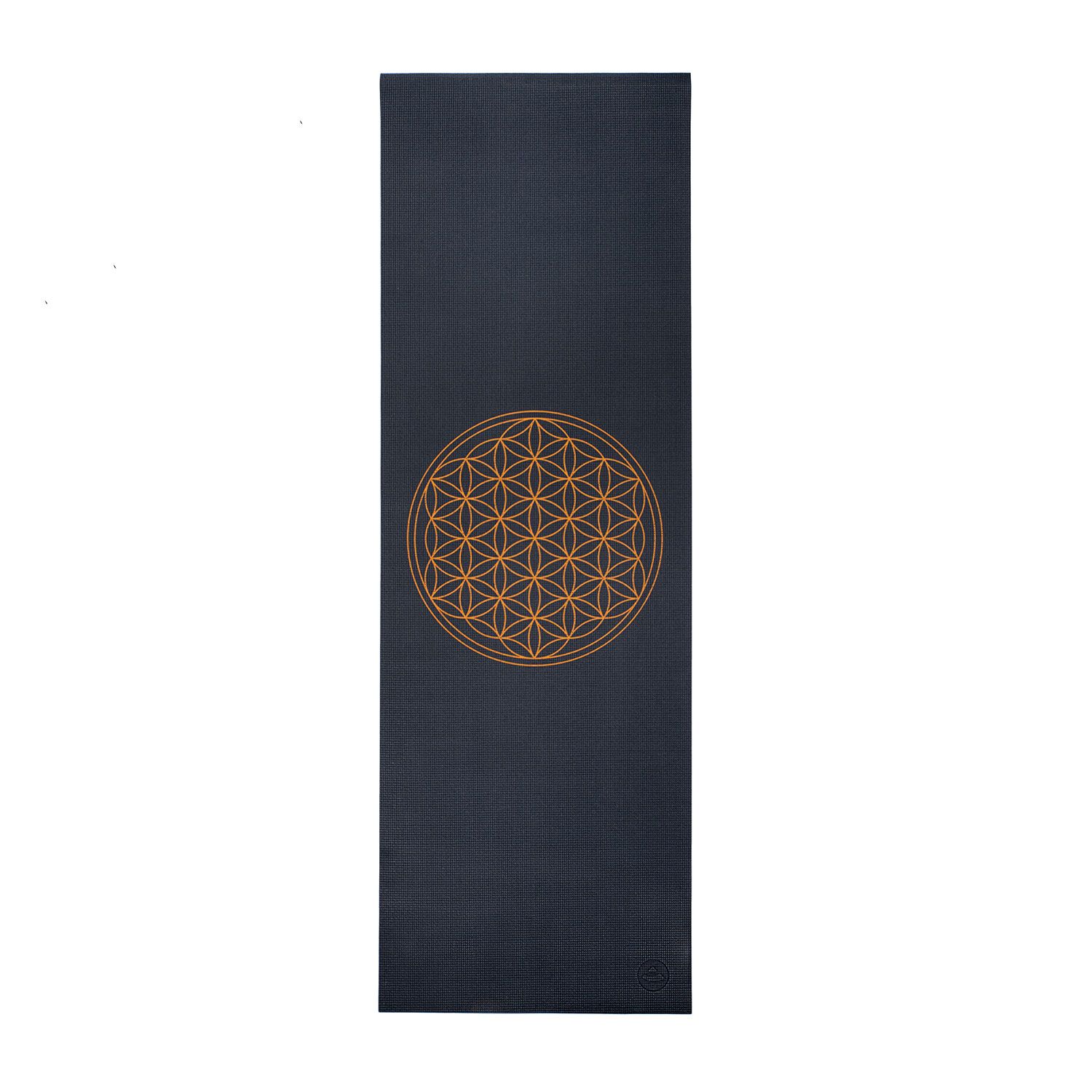 Yogamatte Leela Collection Anthrazit, mit Blume des Lebens goldfarben, PVC 896-Afl