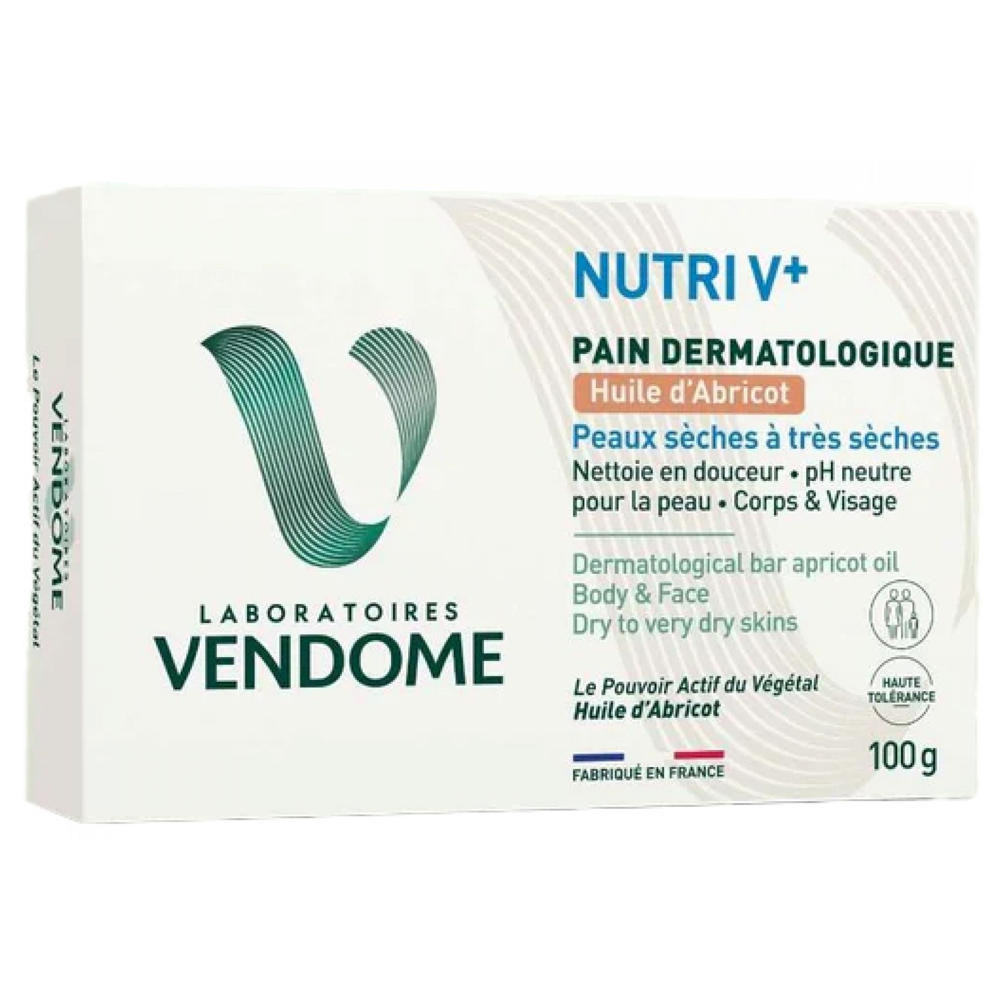 Vendôme Laboratories Nutri V+ Dermatologisches Brot Aprikosenöl 10x3,8x6,5 cm