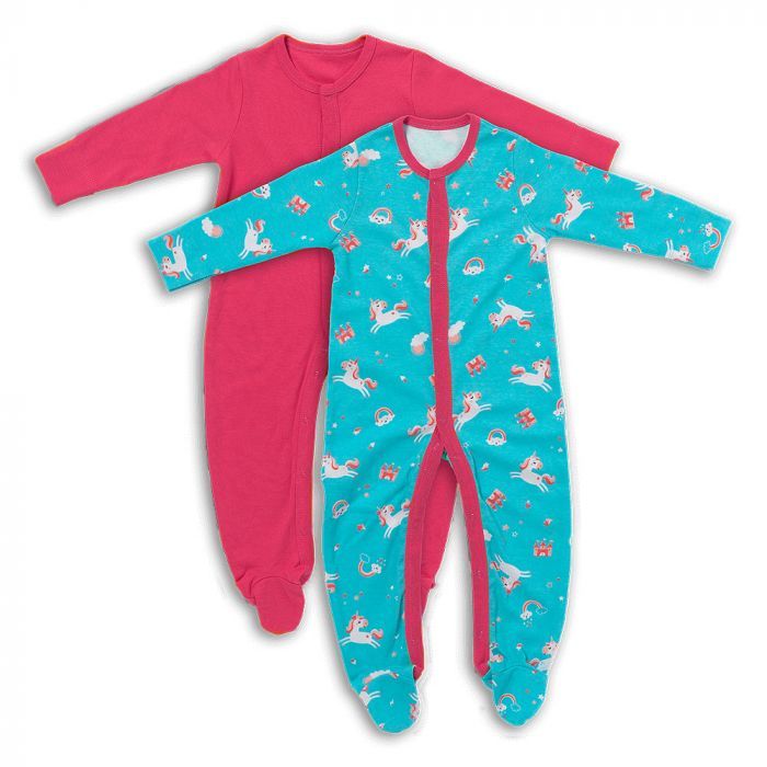 schlummersack Baby Schlafanzug Strampler aus 100% Bio-Baumwolle Langarm Größe 86 Einhorn