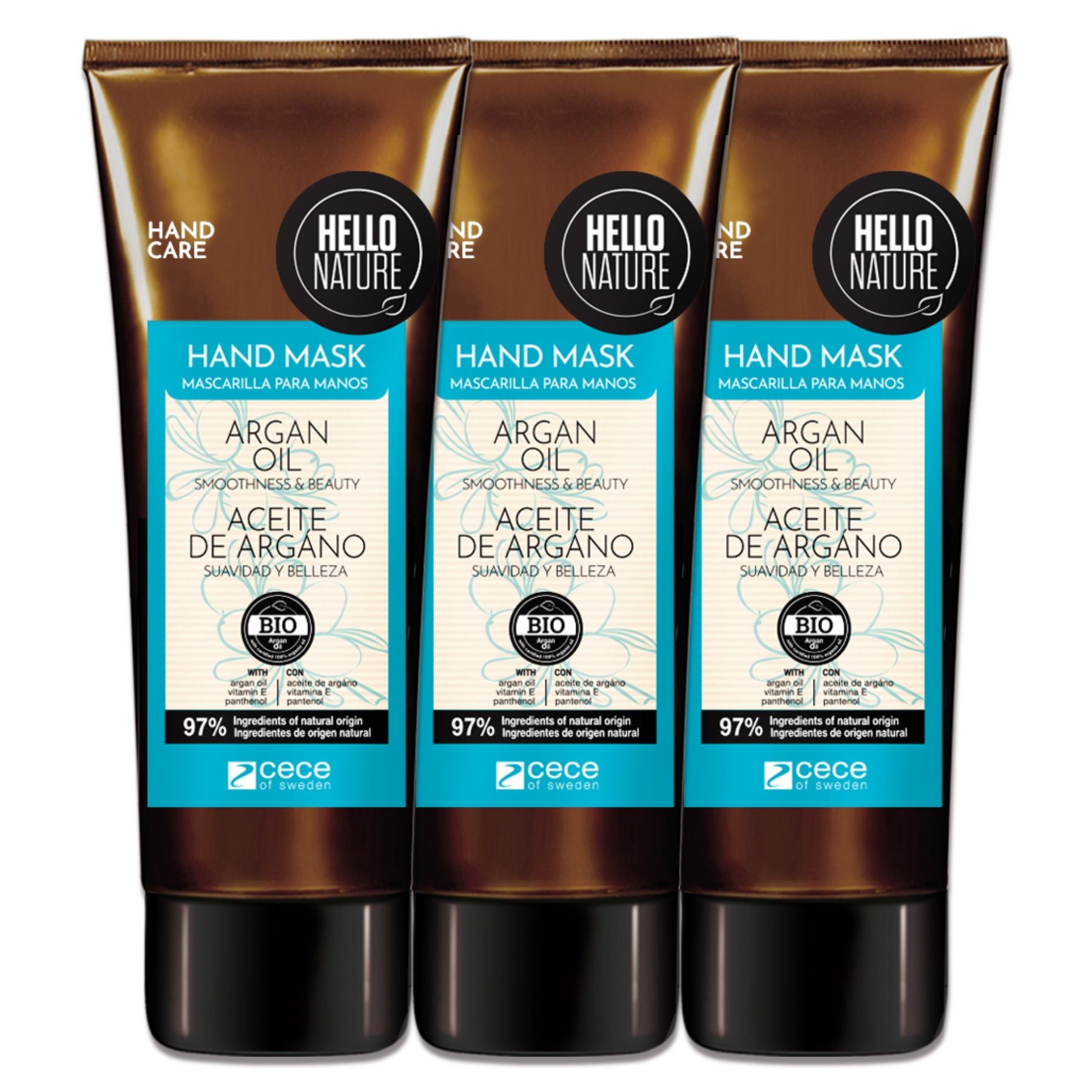 Hello Nature Handcreme mit Arganöl für Handpflege Intense Regeneration 3x75 ml