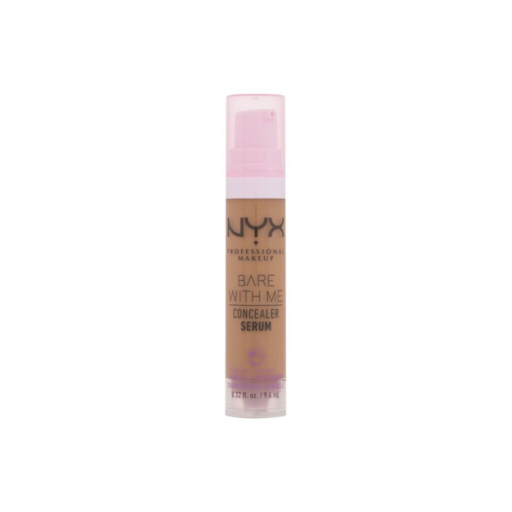 NYX Professional Makeup Bare With Me Concealer Serum in Sand. Pump dispenser bottle with pink cap.