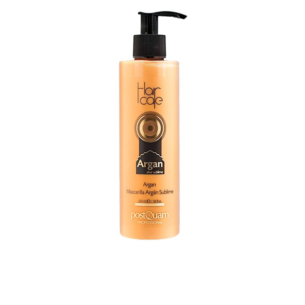 Postquam Argan Sublime Haarkur in orangefarbener Flasche mit Pumpspender. Enthält Arganöl.