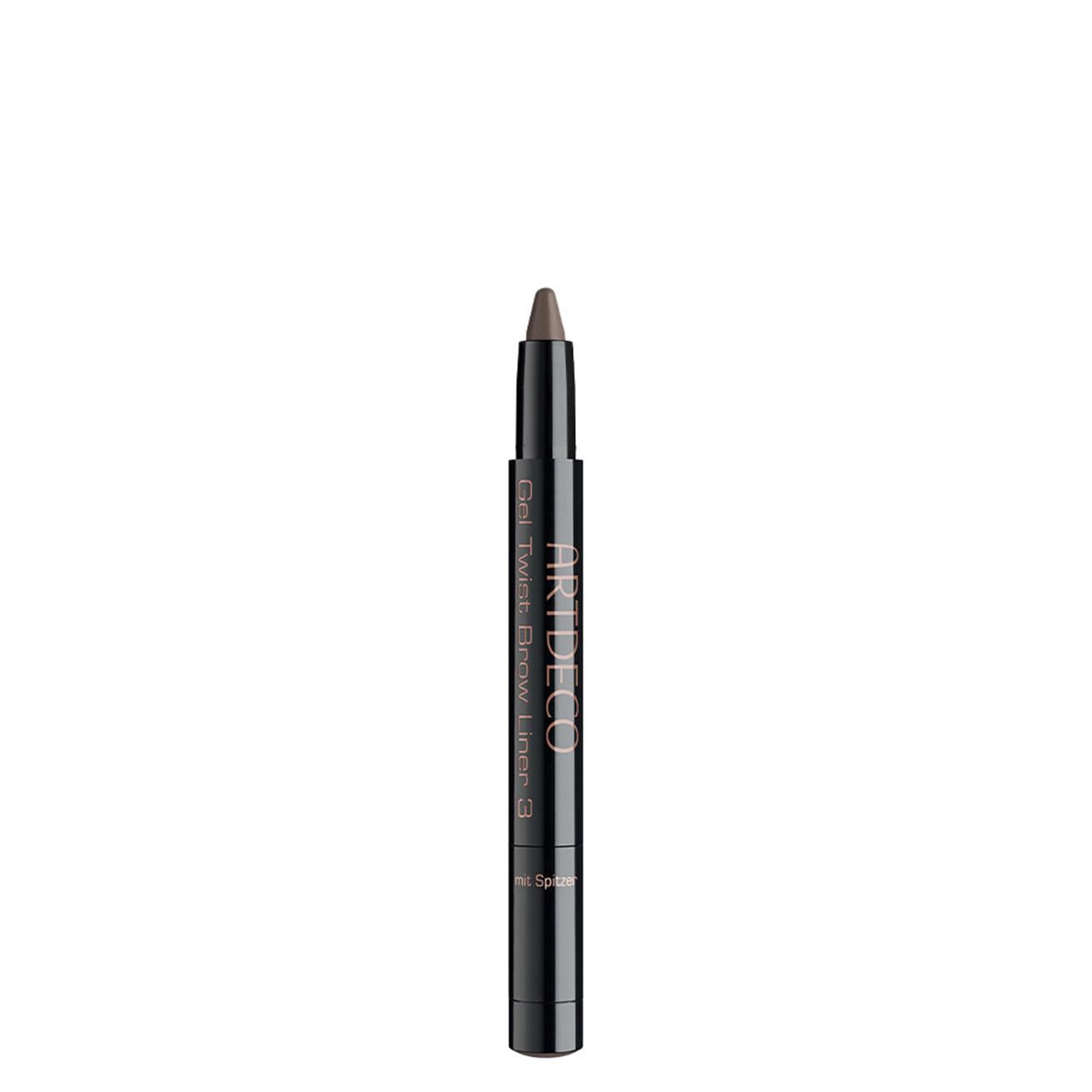 Artdeco Gel Twist Brow Liner. Schwarzer Stift mit brauner Mine. Produktbeschriftung.