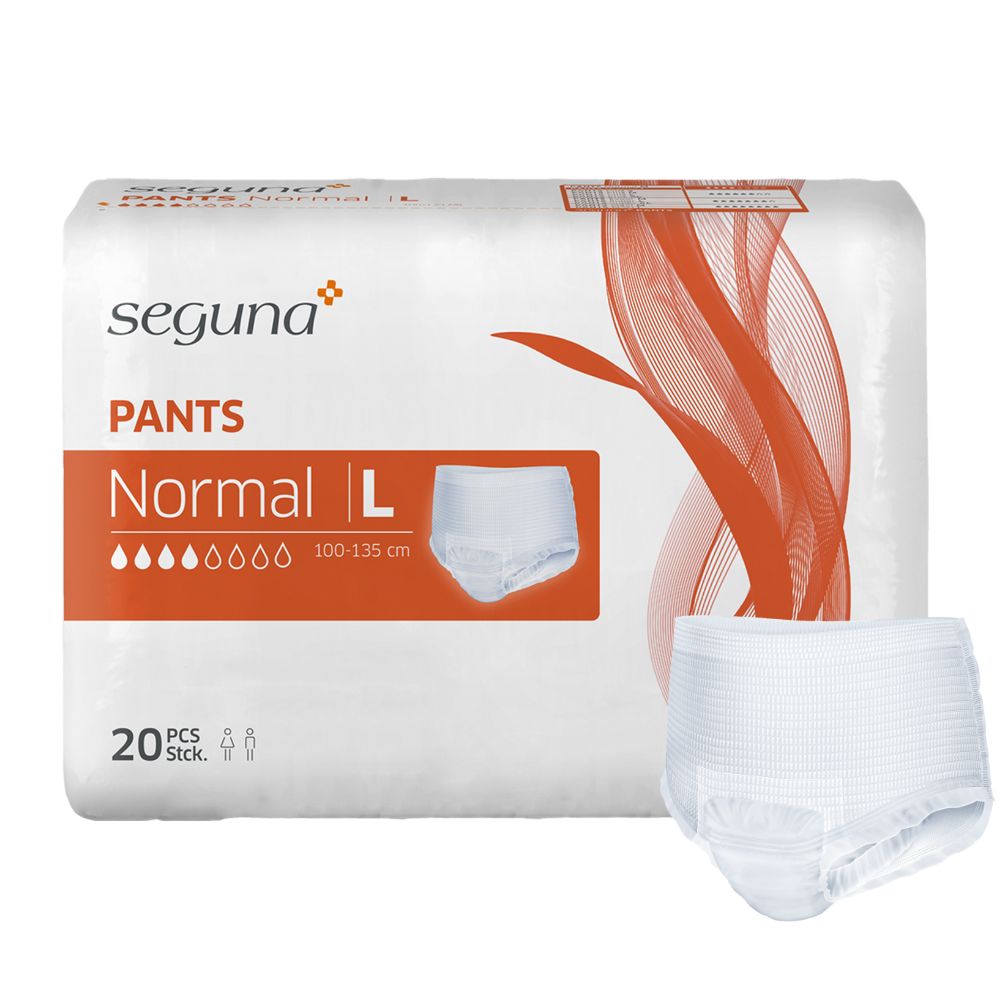 SEGUNA Pants Normal L. Verpackung mit Inkontinenzhose. 20 Stück. Taillenumfang 100-135 cm.