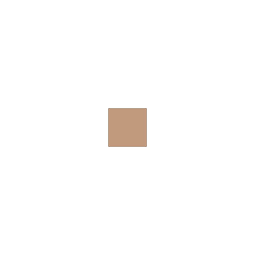 Quadratische, beige Farbprobe auf weißem Hintergrund.