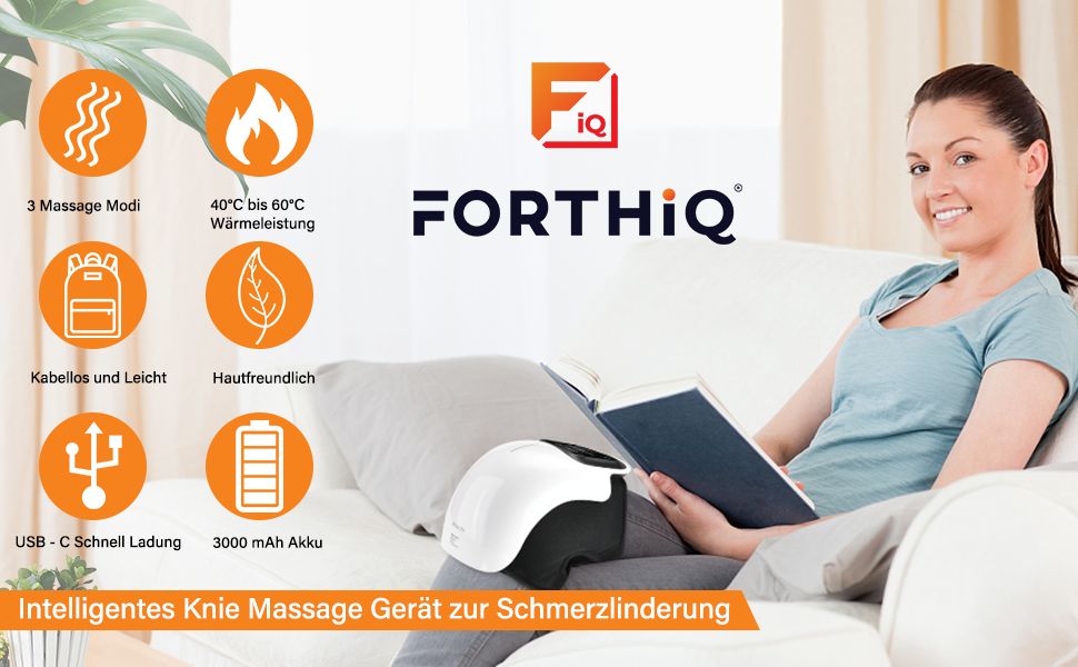 FORTHiQ Schnurloses Knie-Massagegerät, Starke Akku Infrarot-Tiefenwärme zur Kniegelenk-Schmerzlinder