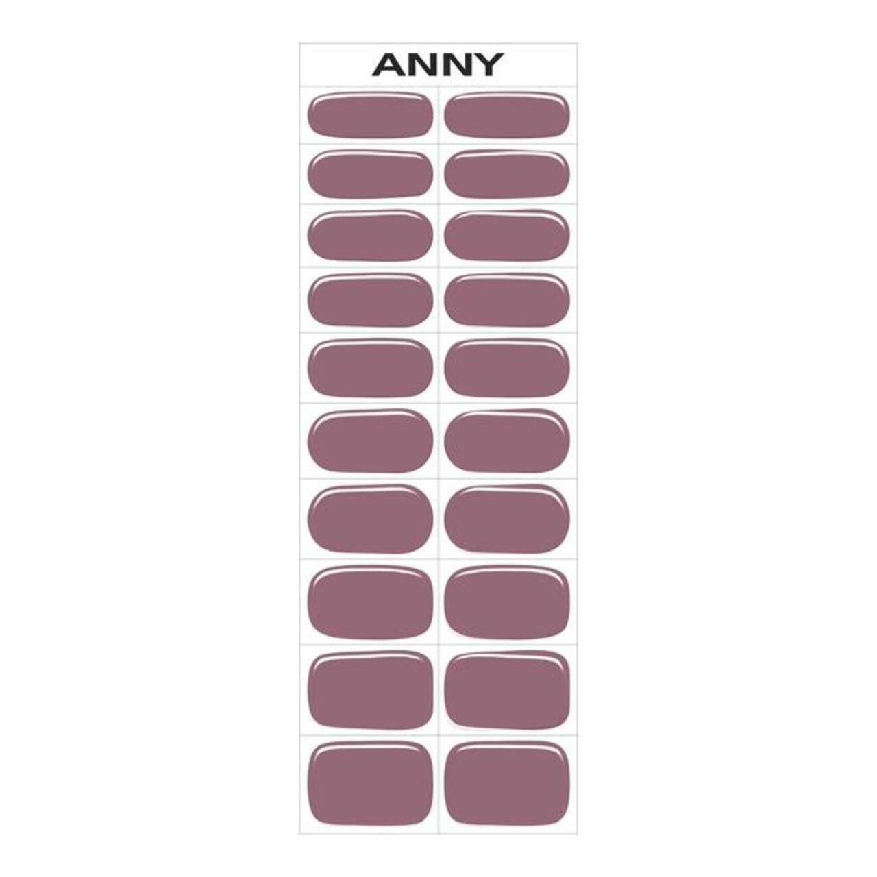ANNY Quick & Easy Gel Nail Strips. 20 rosafarbene Nagelstreifen. Rechteckige Form mit abgerundeten Ecken. Logo ANNY oben.