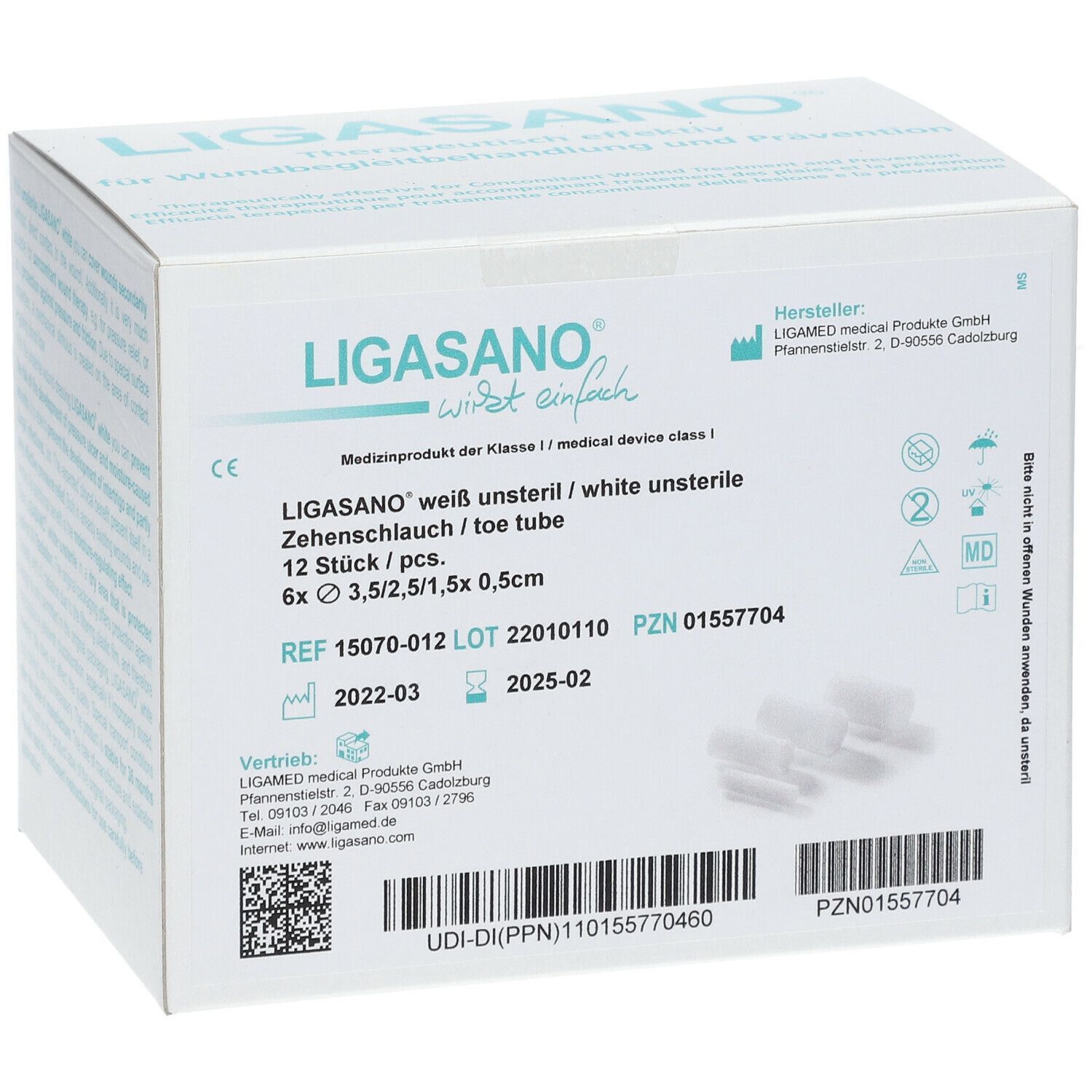 LIGASANO® weiß unsteril 6 x 3,5/2,5 x 0,5 cm