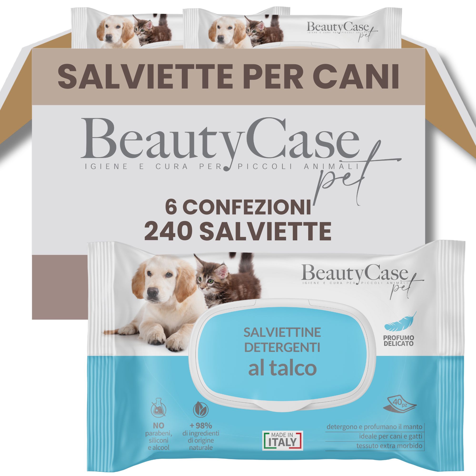 Salviette Detergenti Animali al Talco Soft