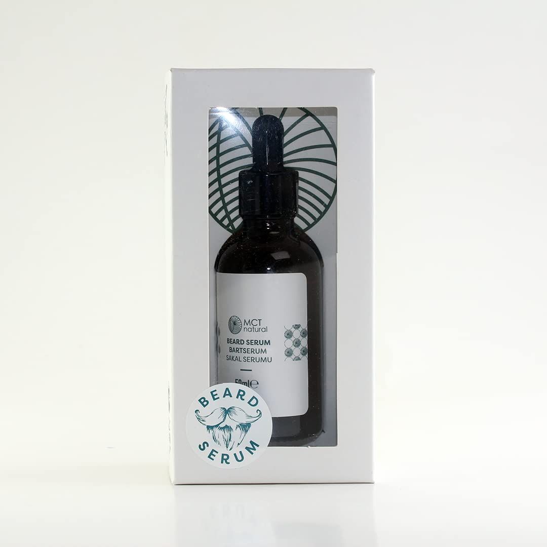 Braune Glasflasche mit schwarzer Pipette in weißer Verpackung. Aufkleber mit Produktinformationen und Logo.