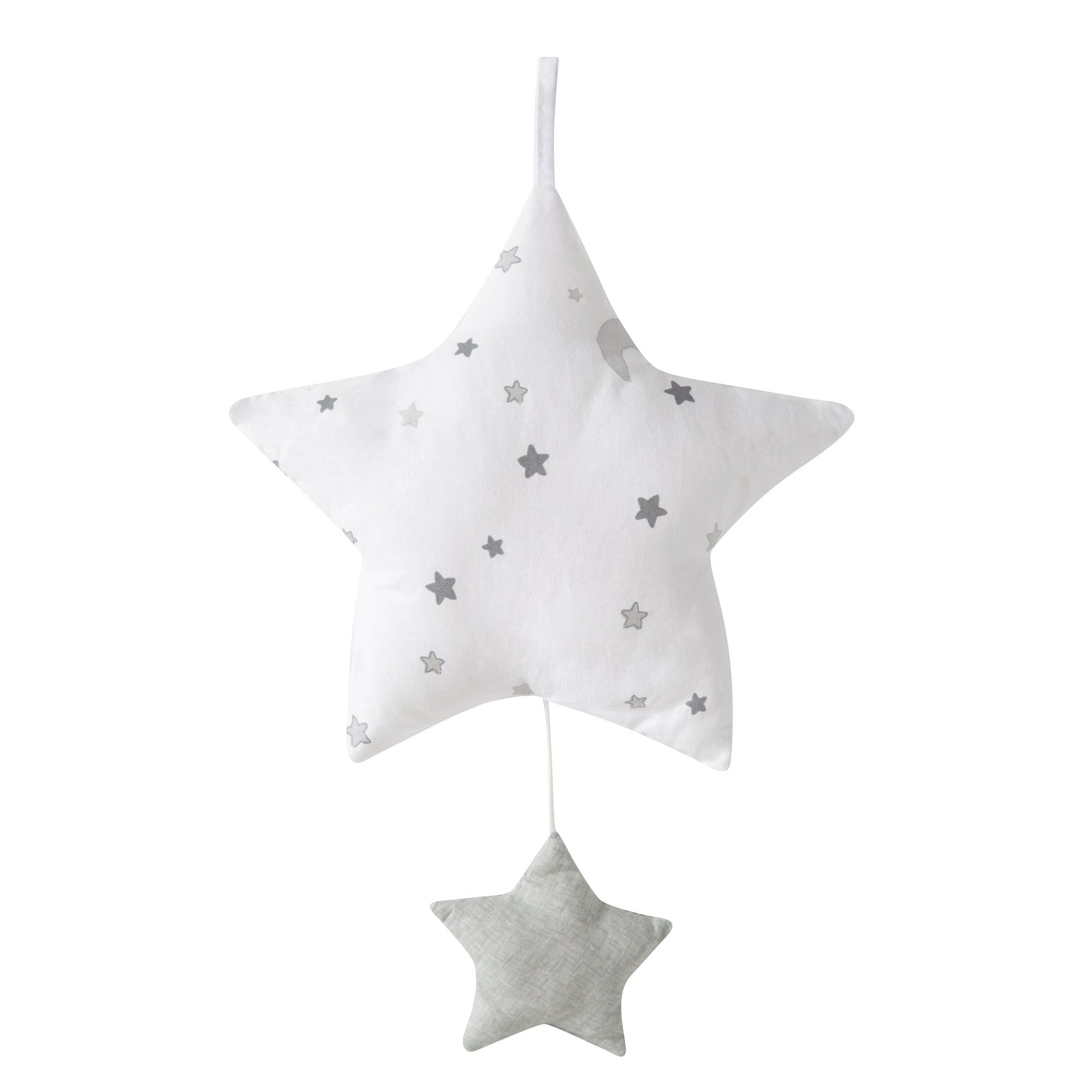 roba Spieluhr ‚Sternenzauber grau‘, Einschlafhilfe, Textil-Stern waschbar, grau/ weiß