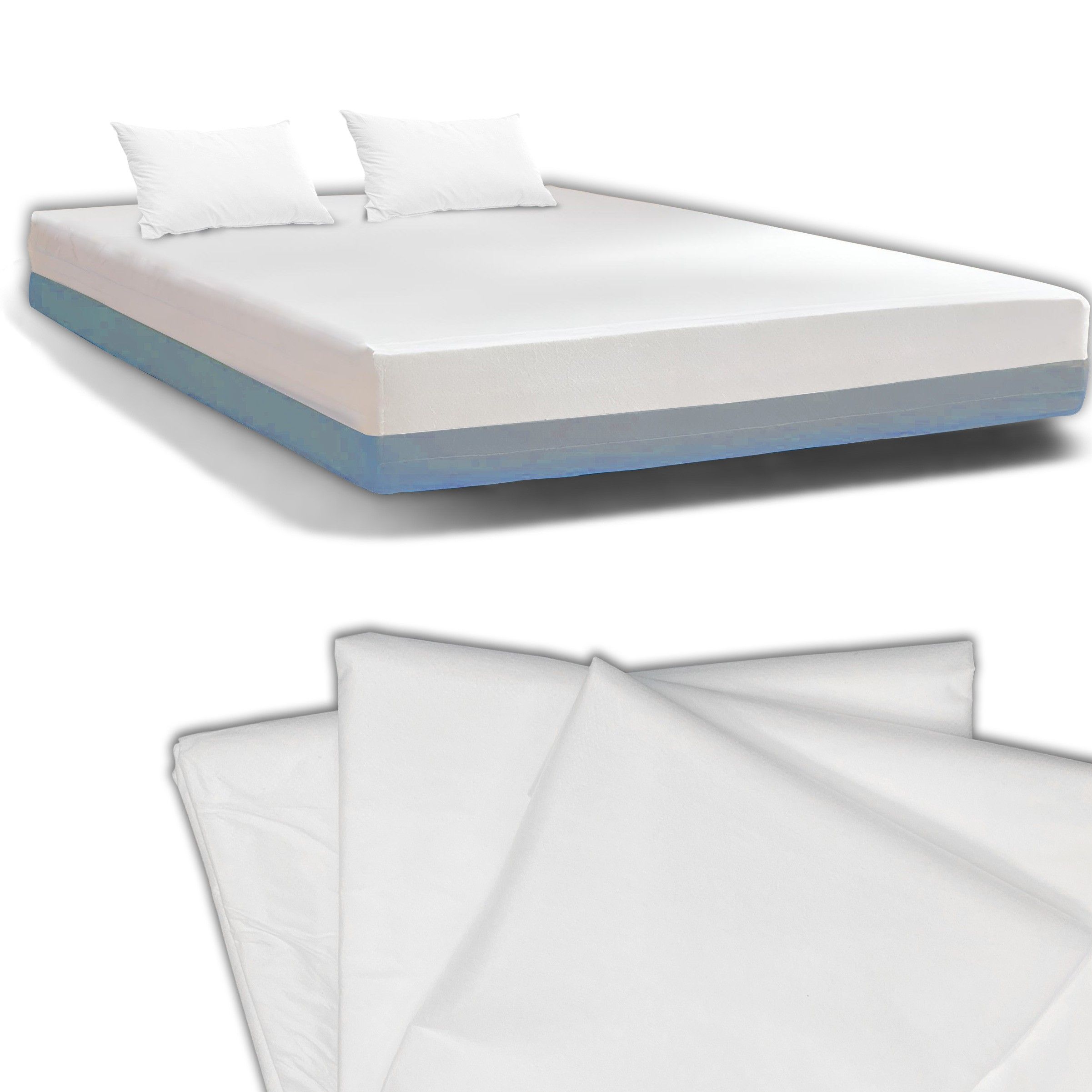 Medical Sud KIT monouso Protezione Letto Matrimoniale: Coprimaterasso con Elastico e 2 Federe