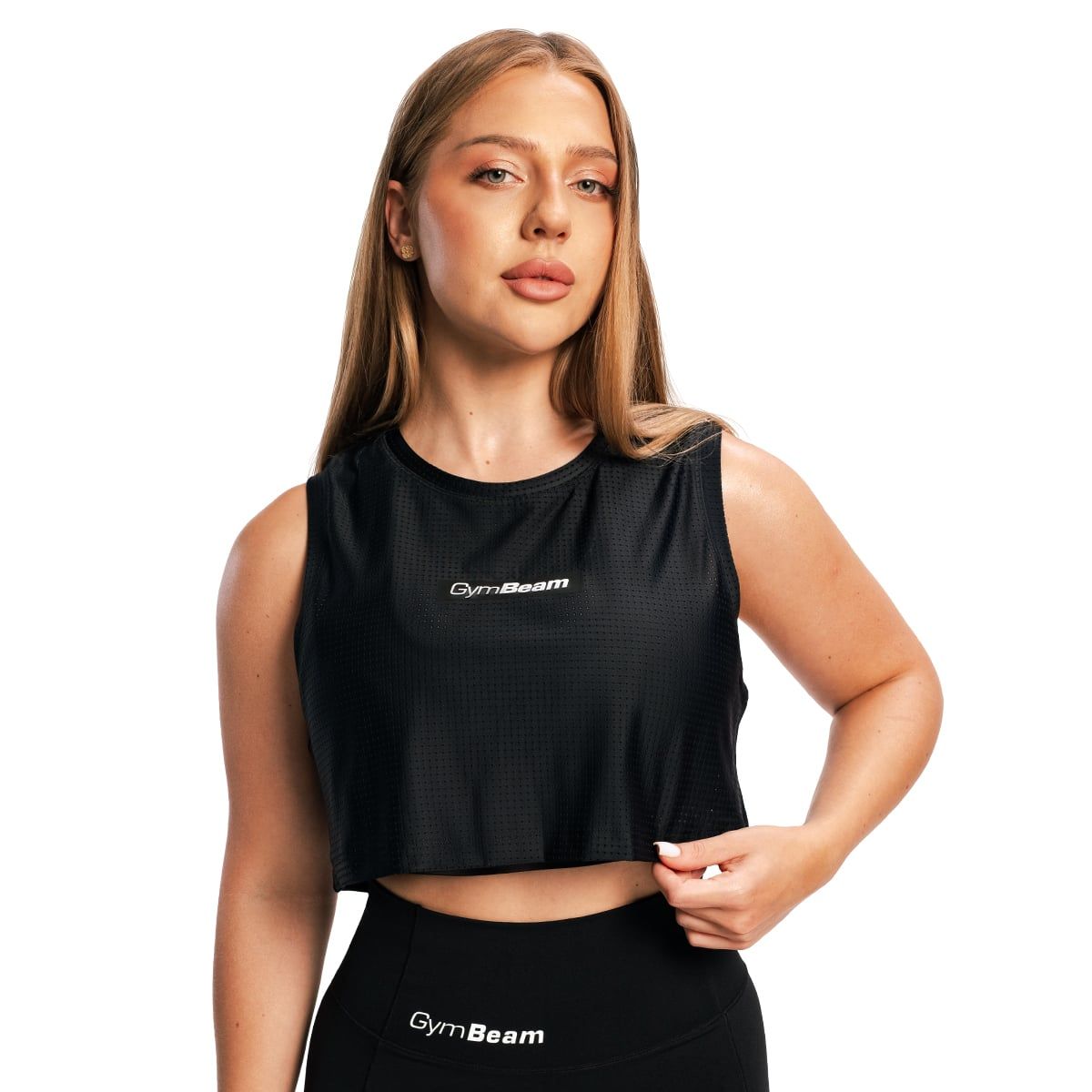 GymBeam Tanktop Damen Combat mit rundem Ausschnitt und Nylon-Elasthan-Mix in Schwarz 1 St