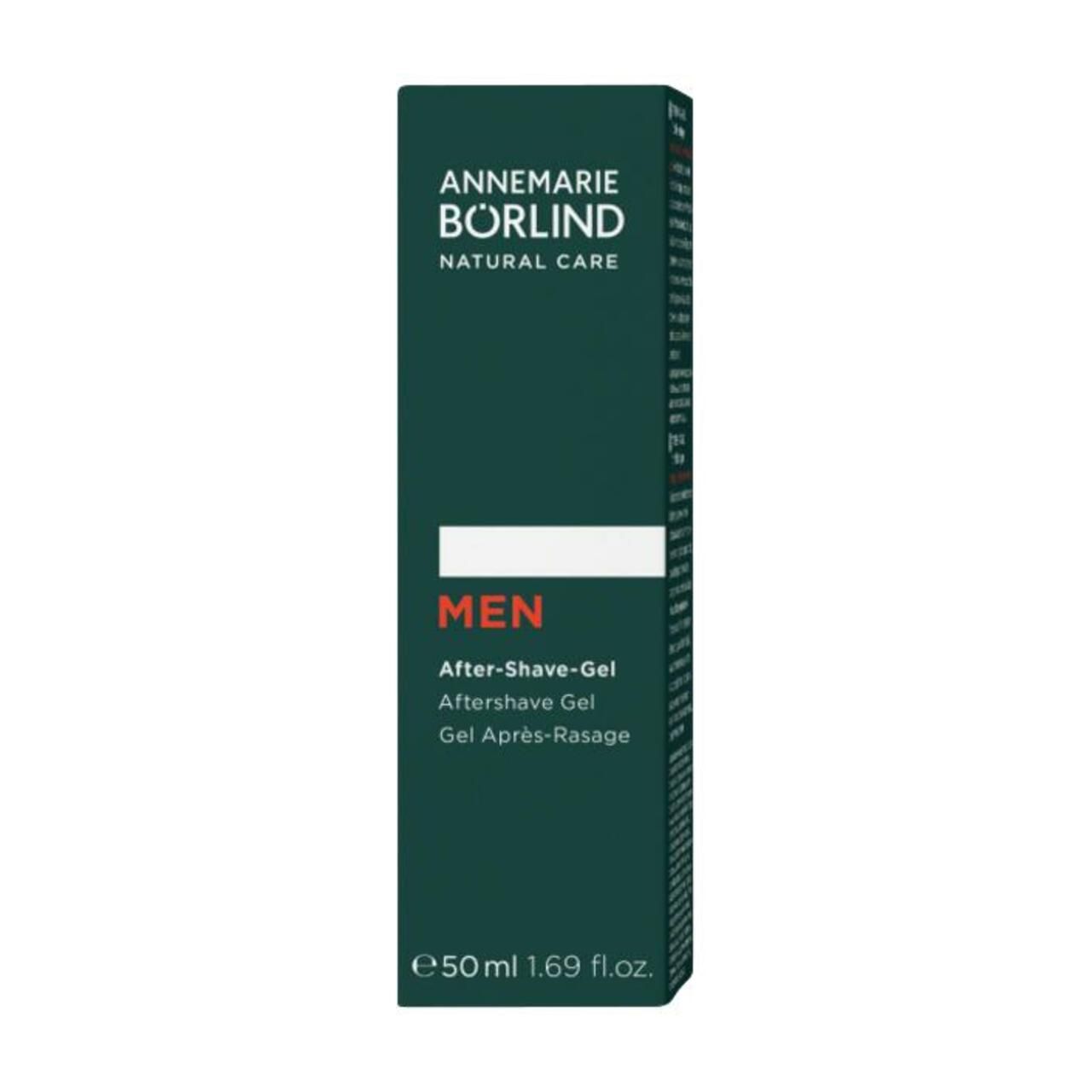 ANNEMARIE BÖRLIND MEN After-Shave-Gel. Gel gelblich, Flasche mit Pumpe. Aufschrift MEN, 50 ml.