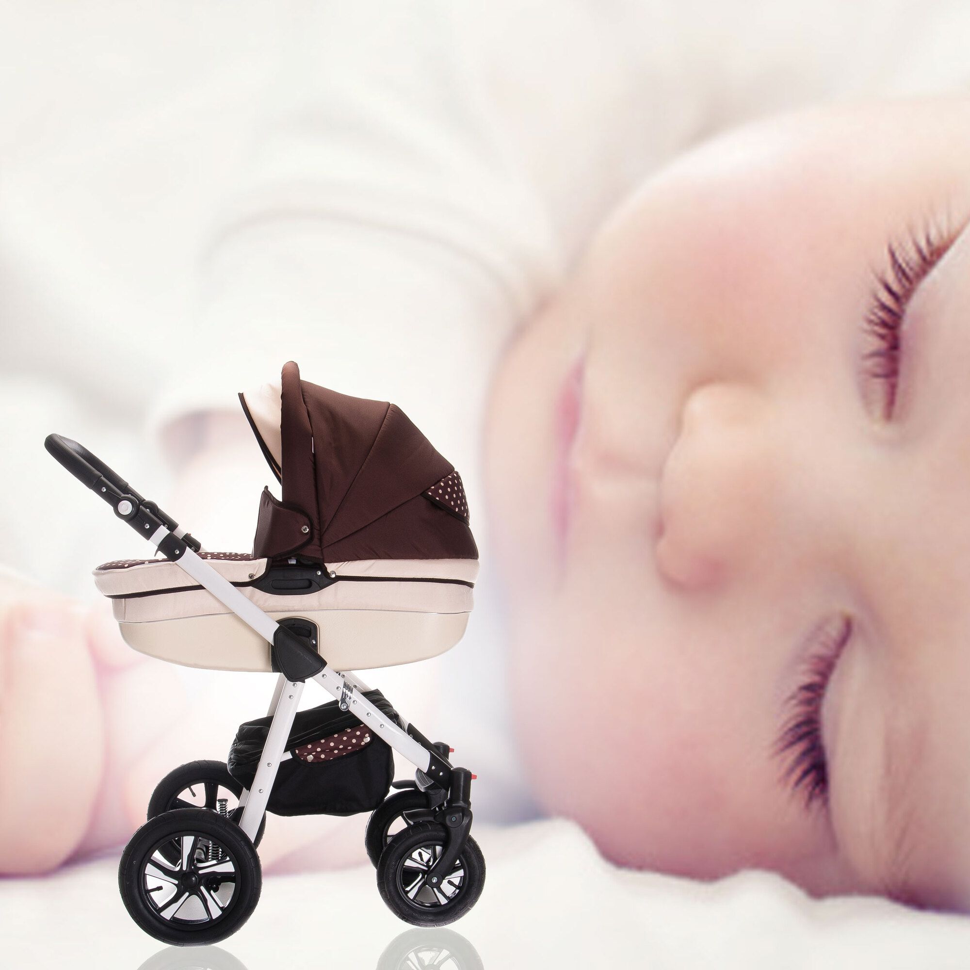 Friedrich Hugo Mandala 4 in 1 Kinderwagen Komplettset ISOFIX Basis Luftreifen, Caffè Lungo