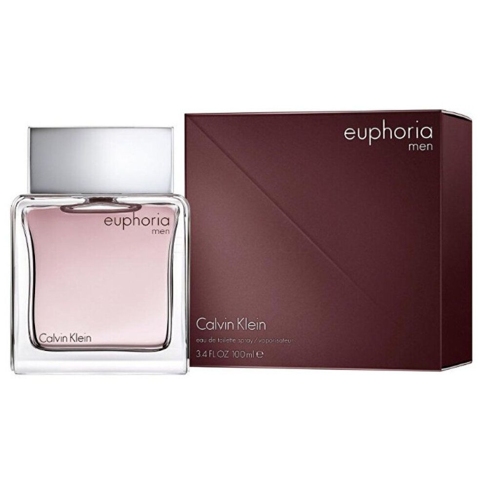 Glasflakon und Verpackung. Aufschrift: euphoria men, Calvin Klein. 100ml.