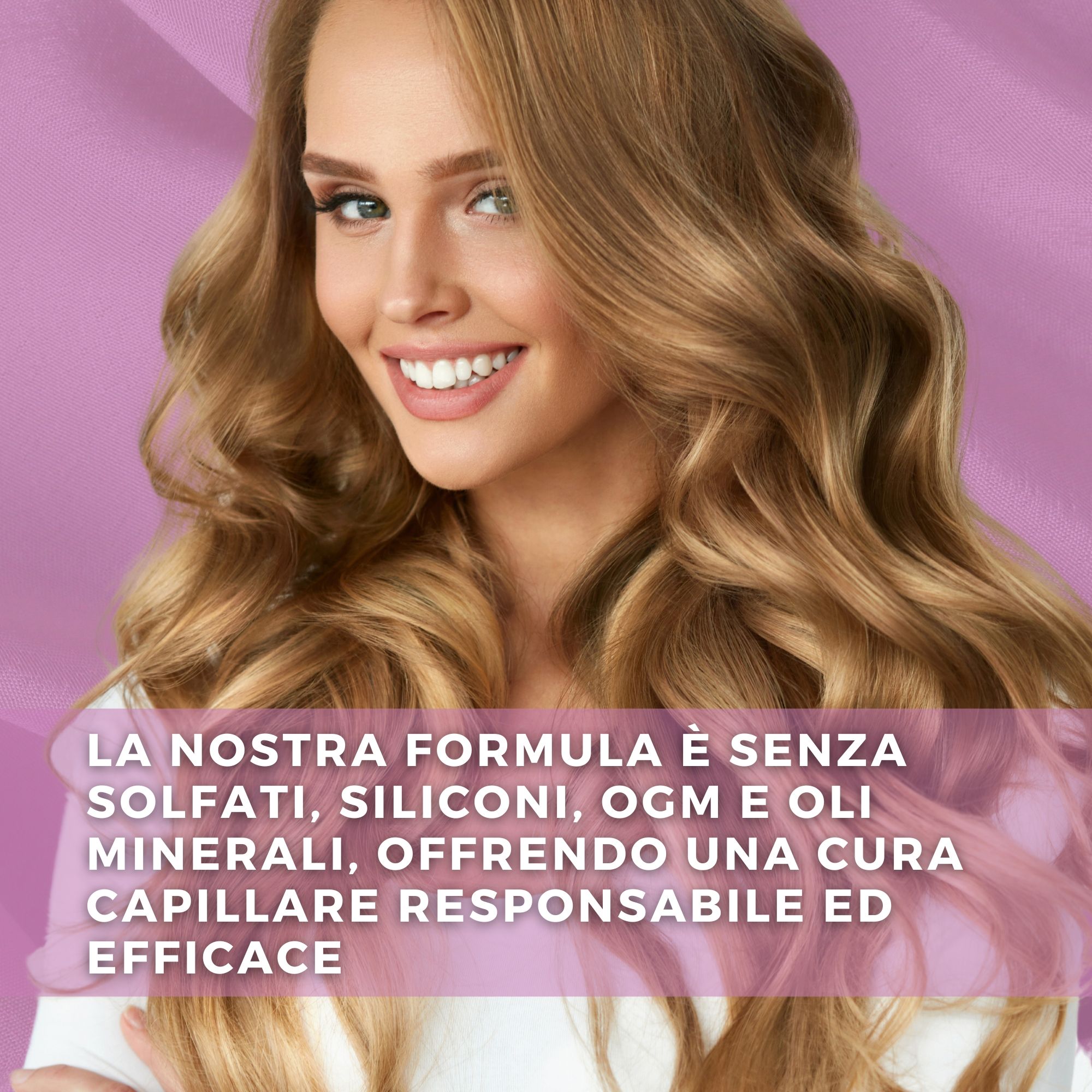 Kerargan leave-in con biotina & collagene, aloe vera e olio di ricino. Su sfondo viola.