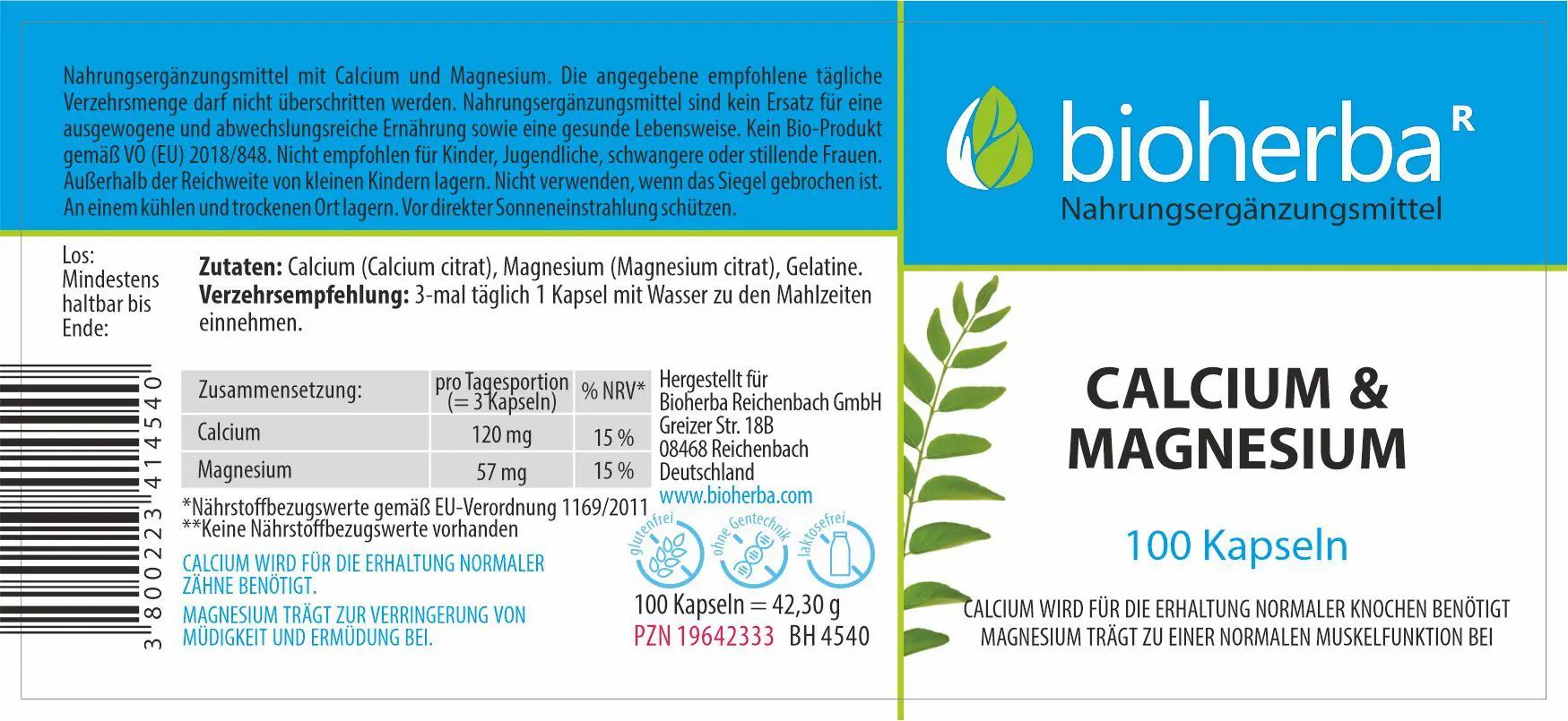Bioherba Calcium und Magnesium Kapseln