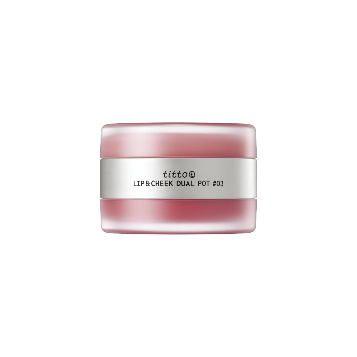 Lip & Cheek Dual Pot #03. Rosa Verpackung mit silbernem Text.