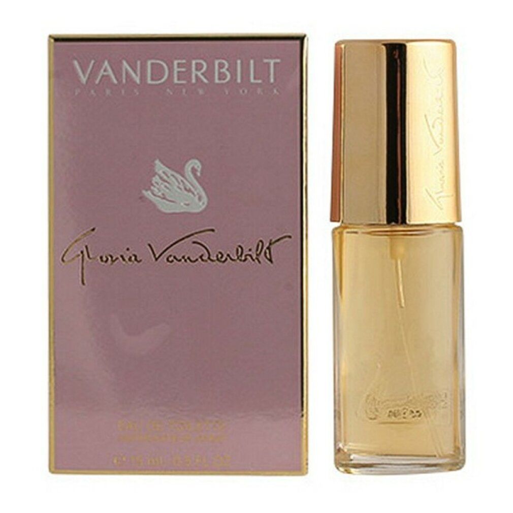 Flakon mit goldfarbenem Deckel und rosa Verpackung. Auf der Verpackung steht 'Vanderbilt'.