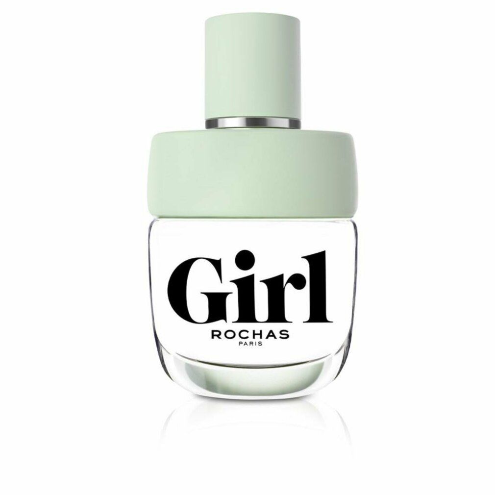 Glasflakon mit hellgrünem Verschluss. Aufschrift "Girl" und "Rochas".