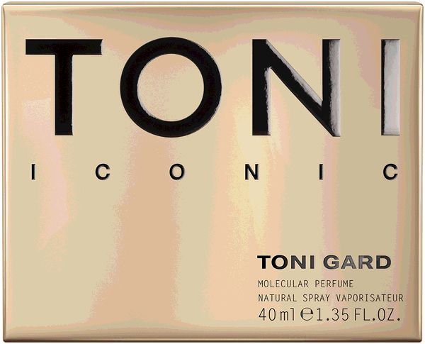 Goldfarbene Verpackung mit "TONI ICONIC" Schriftzug. Unten steht "TONI GARD" und weitere Informationen.