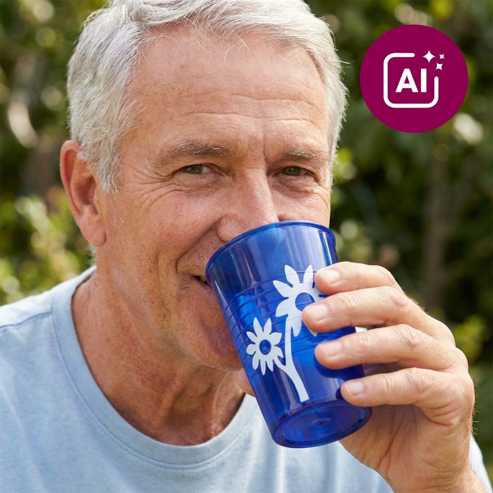 ORNAMIN Becher mit Antirutsch-Trick Blume
