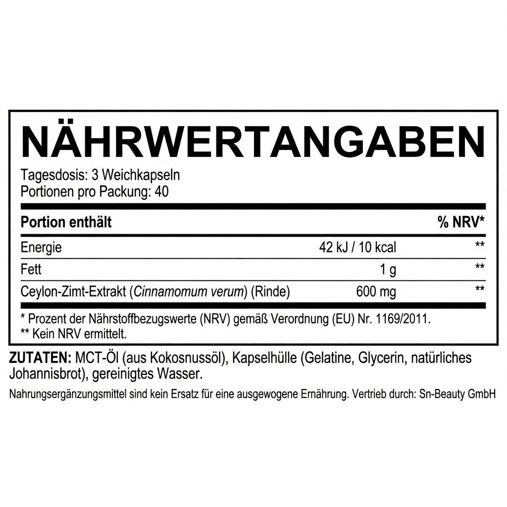 Acentialabs Ceylon-Zimt-Extrakt mit MCT-Öl, Weichkapseln aus echter Zimtrinde