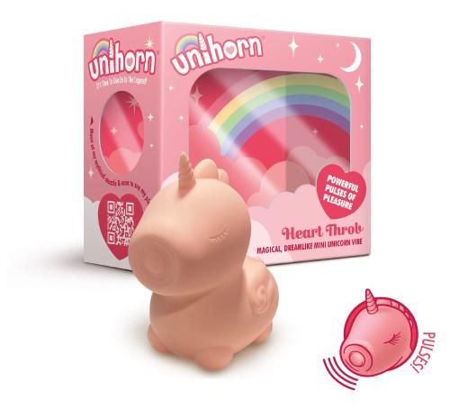 Rosa Produkt mit Verpackung. Auf der Verpackung steht "Unihorn - Heart Throb".